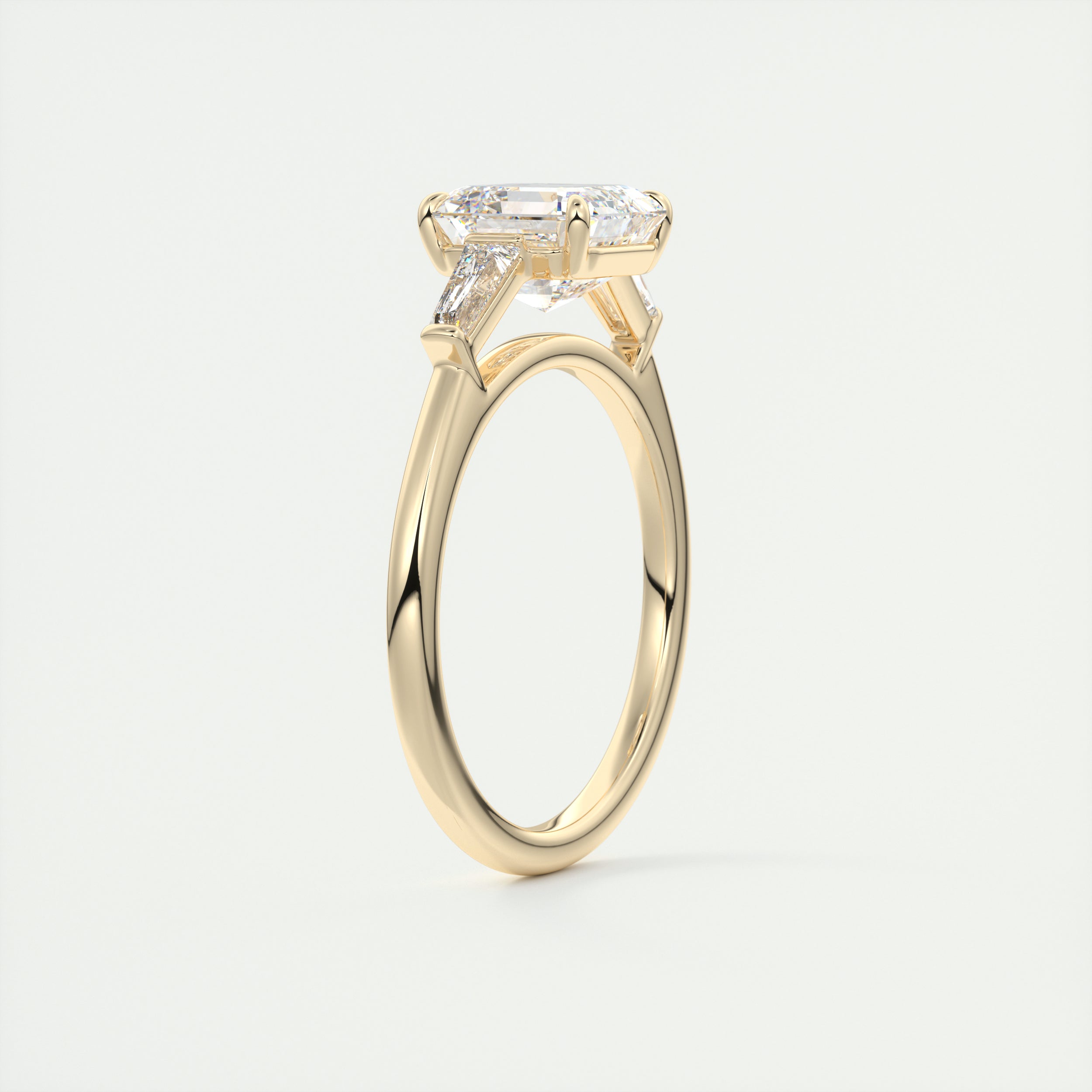 2CT Three Stone Asscher Moissanite Diamond Solitaire Engagement Ring