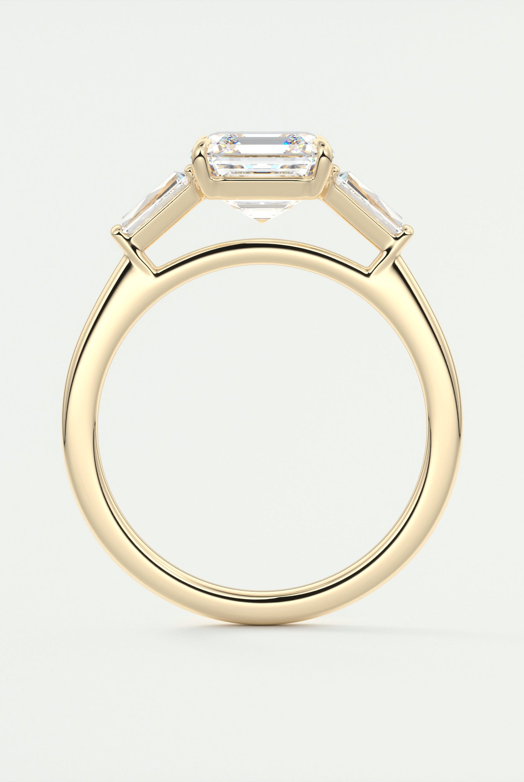 2CT Three Stone Asscher Moissanite Diamond Solitaire Engagement Ring