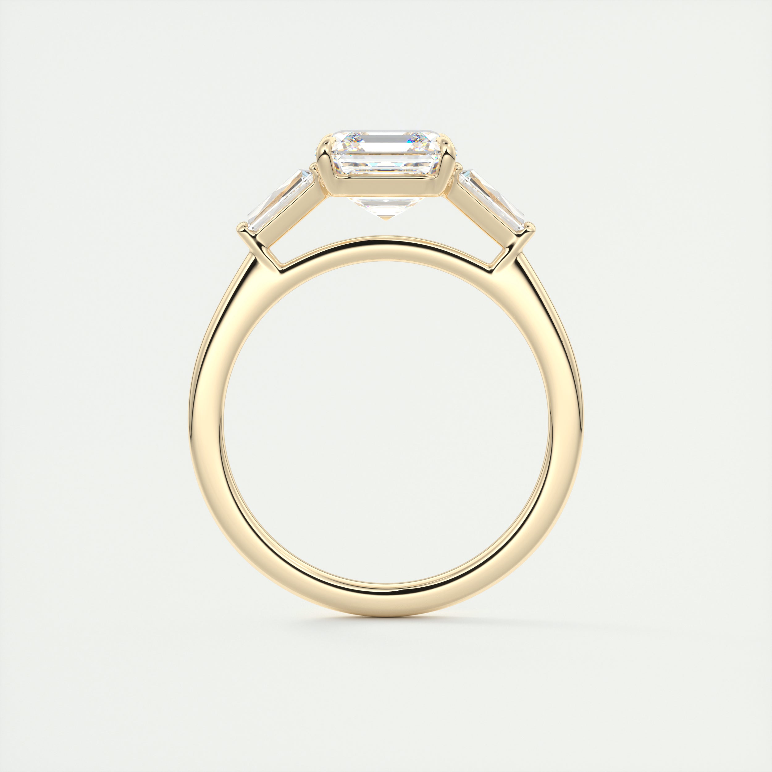 2CT Three Stone Asscher Moissanite Diamond Solitaire Engagement Ring