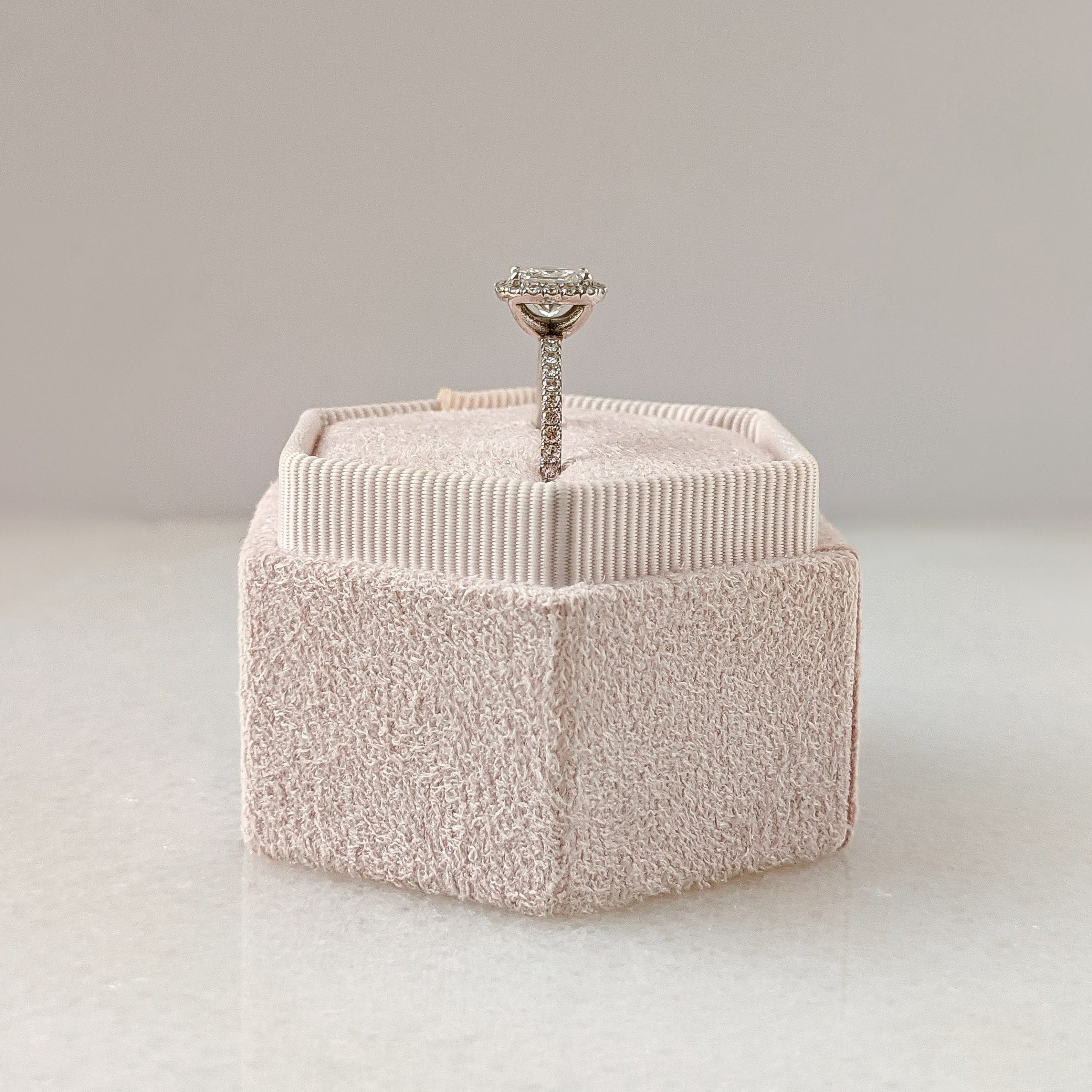 1.02CT Radiant Halo Moissanite Diamond Pave Engagement Ring For Women