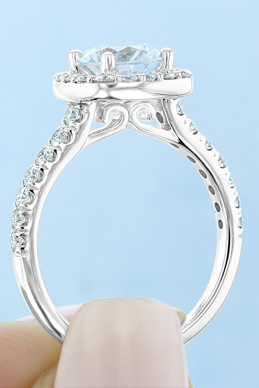 1.20CT Round Halo Moissanite Diamond Pave Engagement Ring For Her