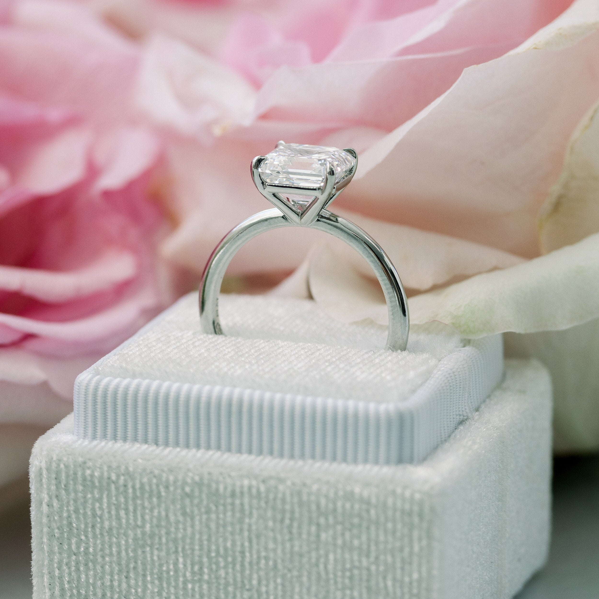 2.0ct Asscher Moissanite Diamond Solitaire Engagement Ring For Women In 14K Solid Gold