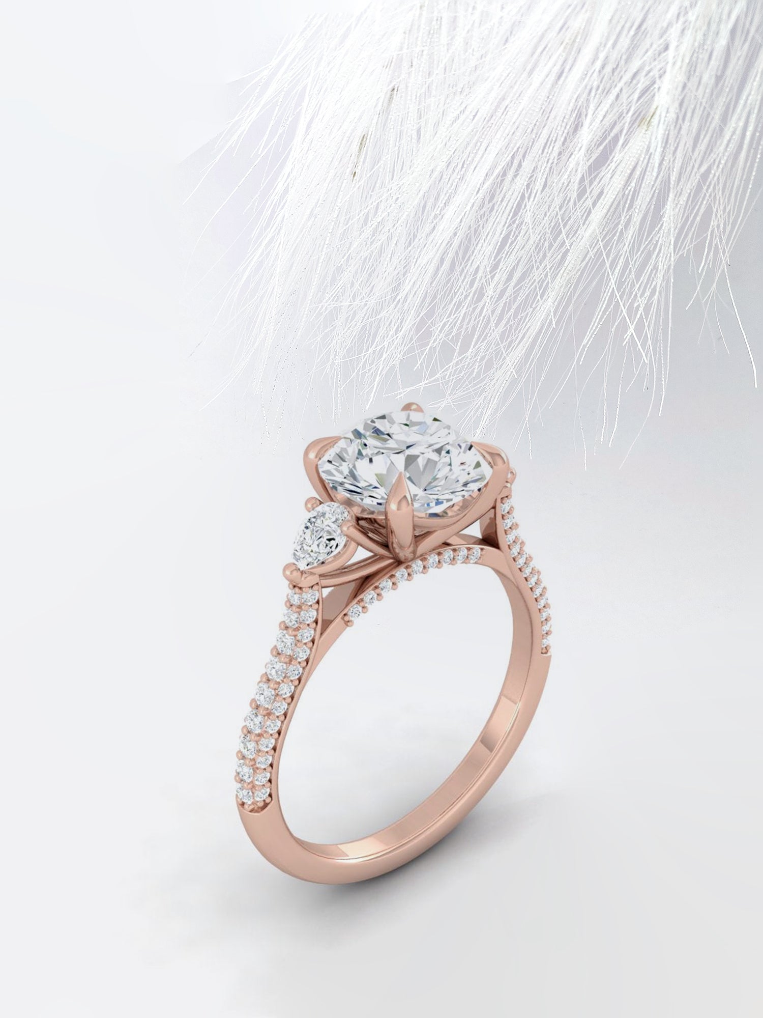 Round Cut Diamond Pave Moissanite Engagement Ring For Women