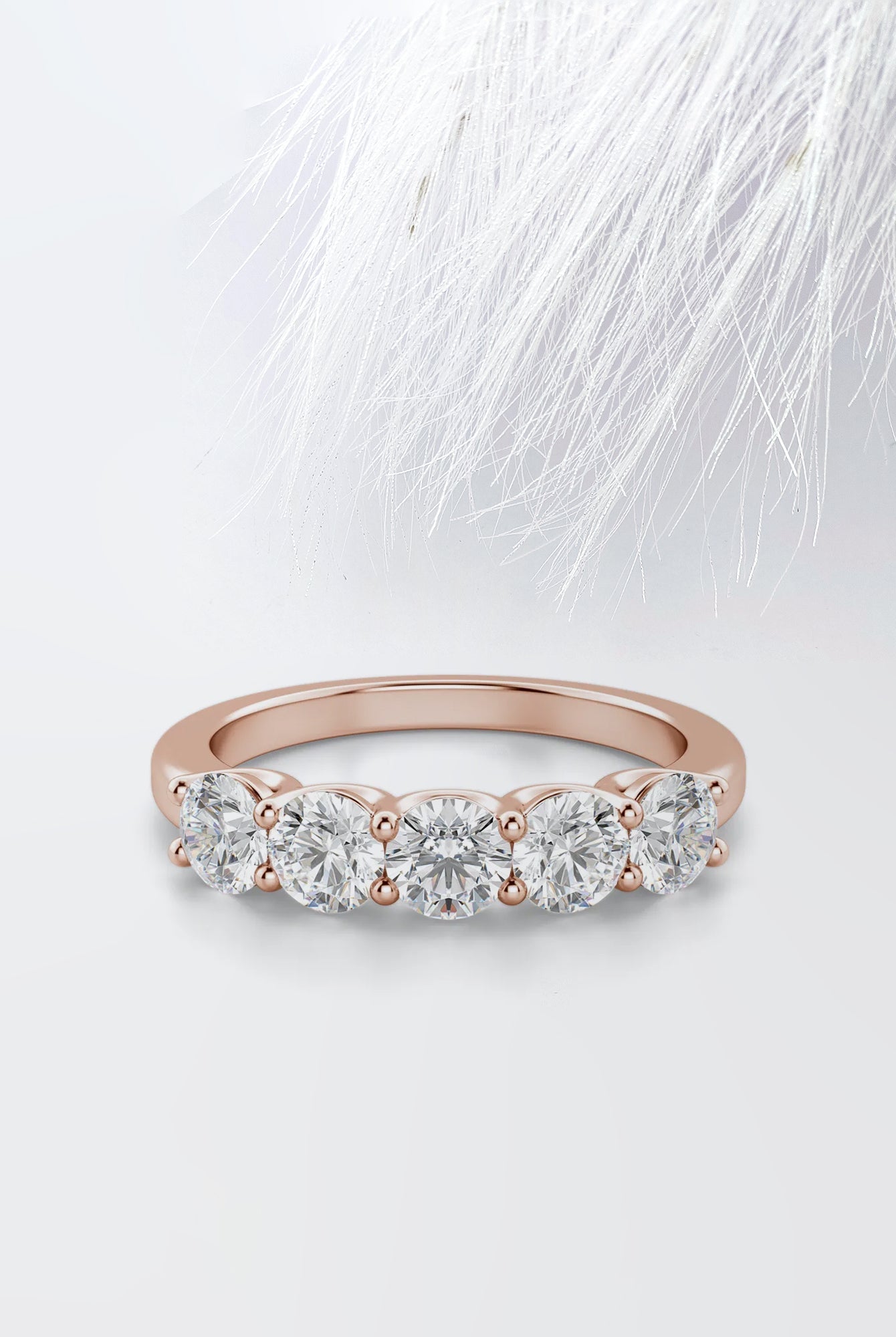 Round Cut Moissanite Five Stone Diamond Wedding Band for Her