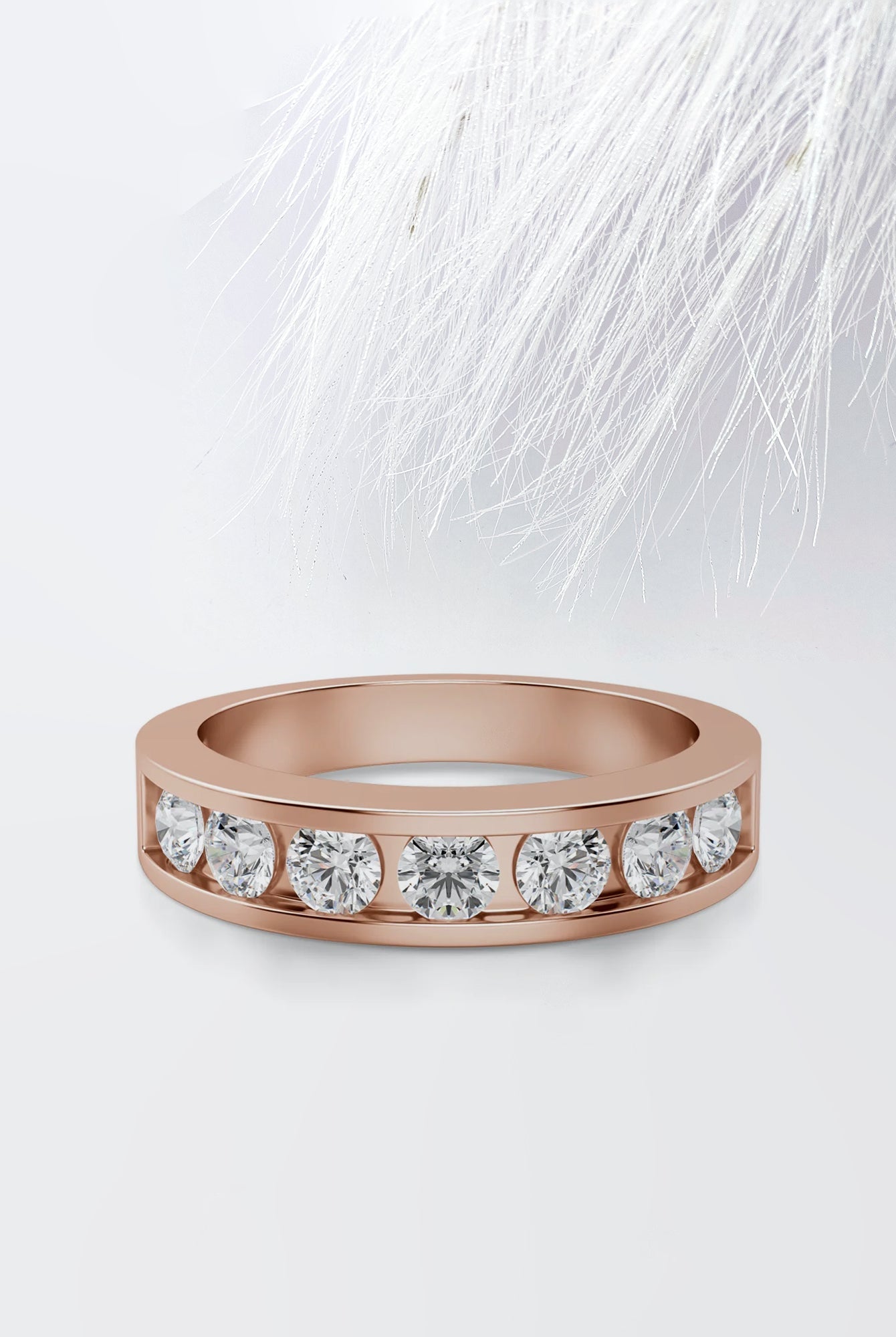 Round Cut Moissanite Seven Stone Diamond Wedding Band