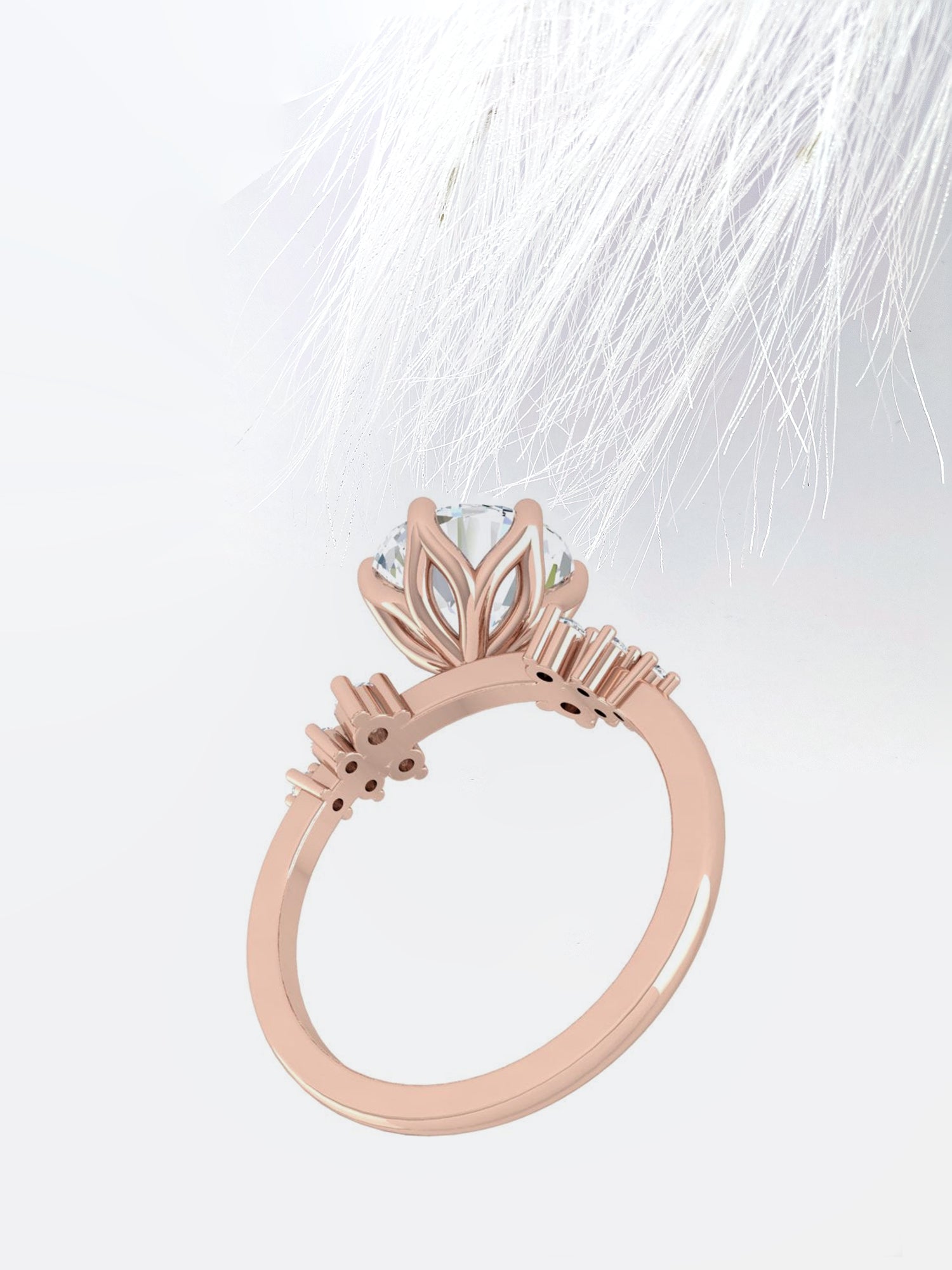 Round Cut Diamond Cluster Moissanite Engagement Ring For Her