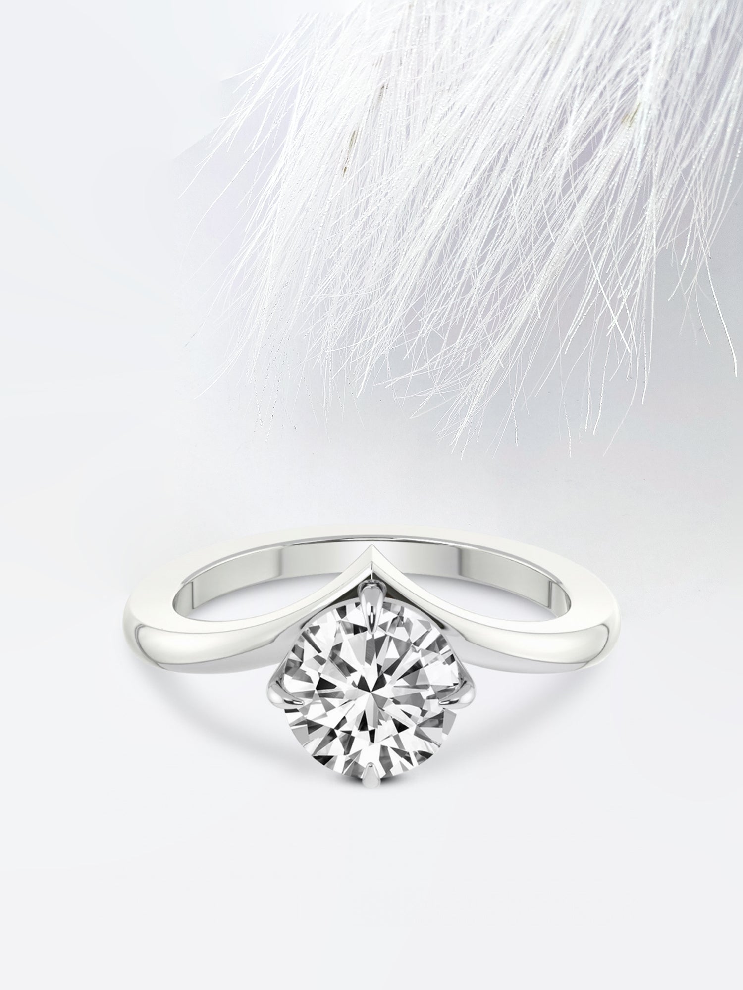 Round Cut Moissanite Chevron Diamond Engagement Ring For Women