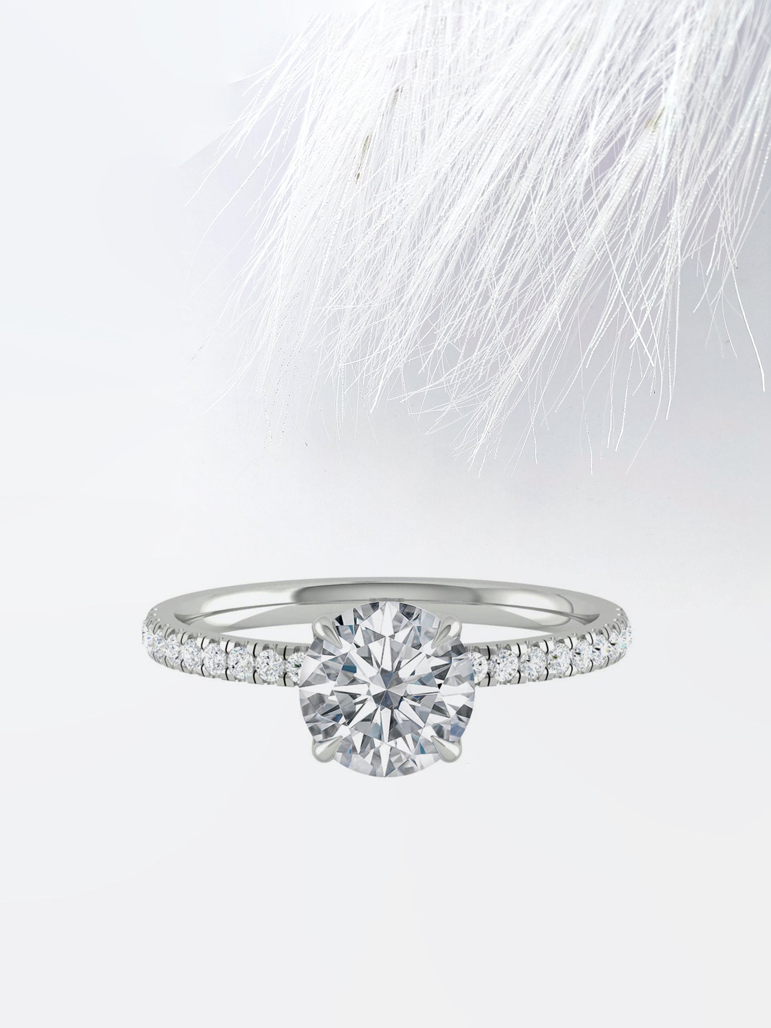 Round Cut Moissanite Pave Diamond Engagement Ring For Women