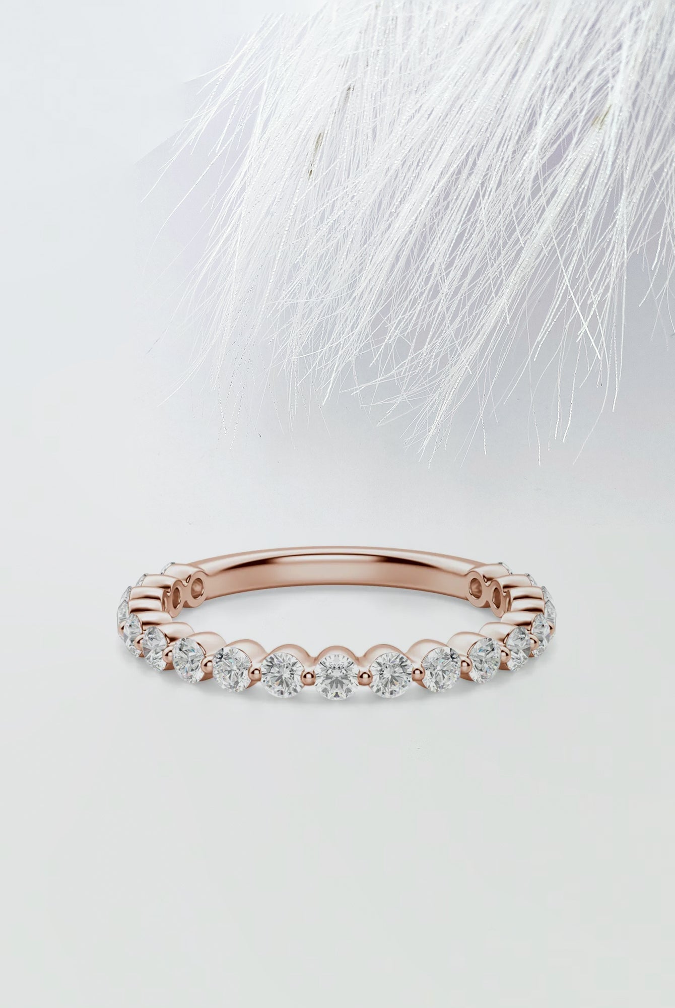 Round Cut Moissanite Shared Prong Diamond Wedding Band in Gold