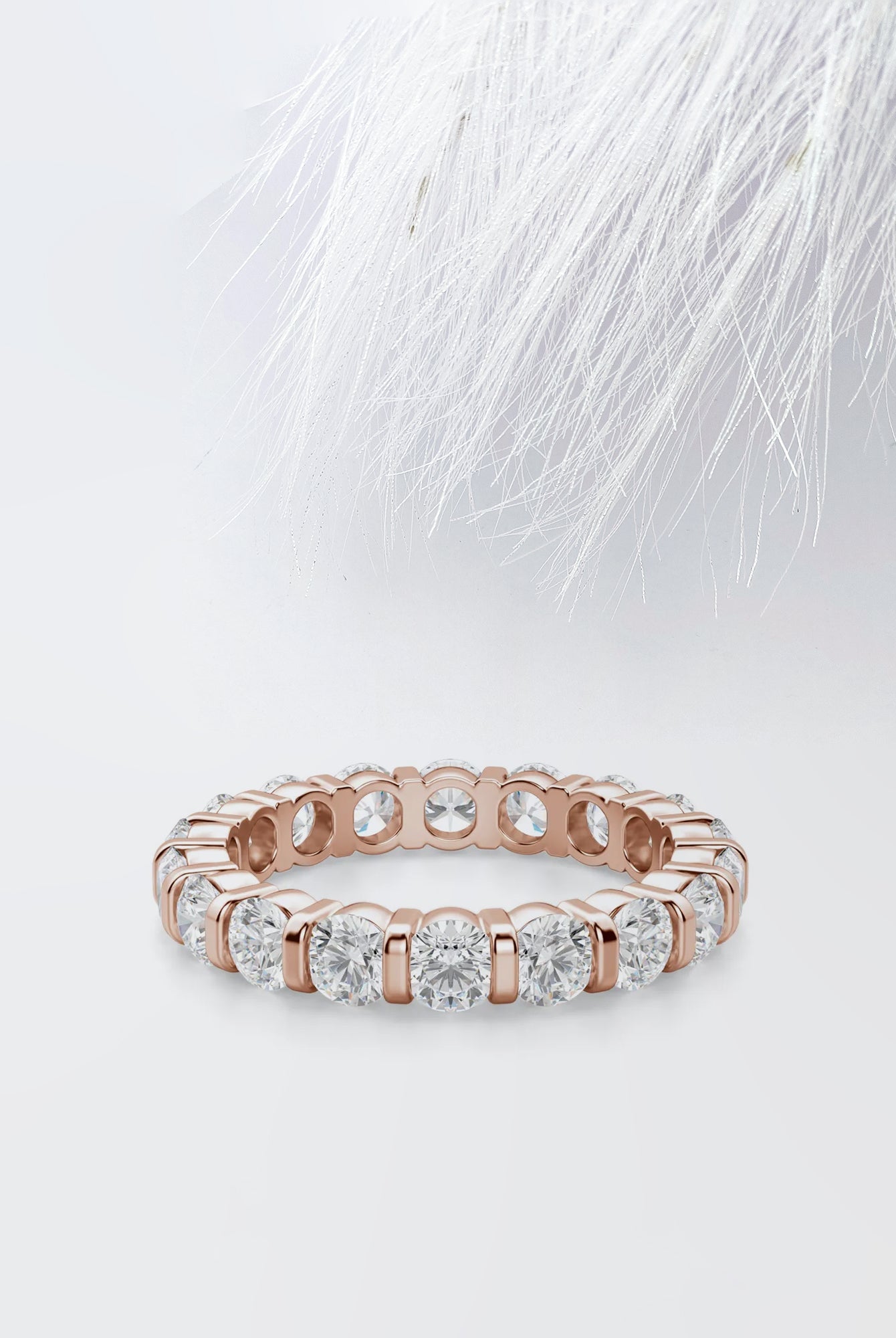 Round Cut Moissanite Bar Set Diamond Wedding Band for Her