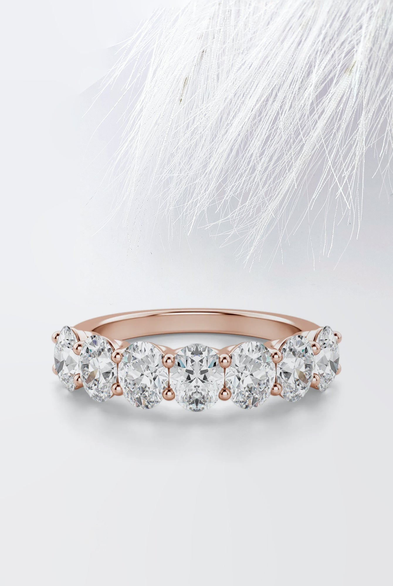 Oval Cut Moissanite Seven Stone Diamond Wedding Band