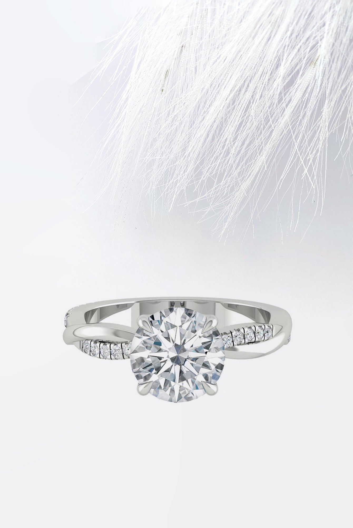 Round Cut Diamond Infinity Moissanite Engagement Ring For Her