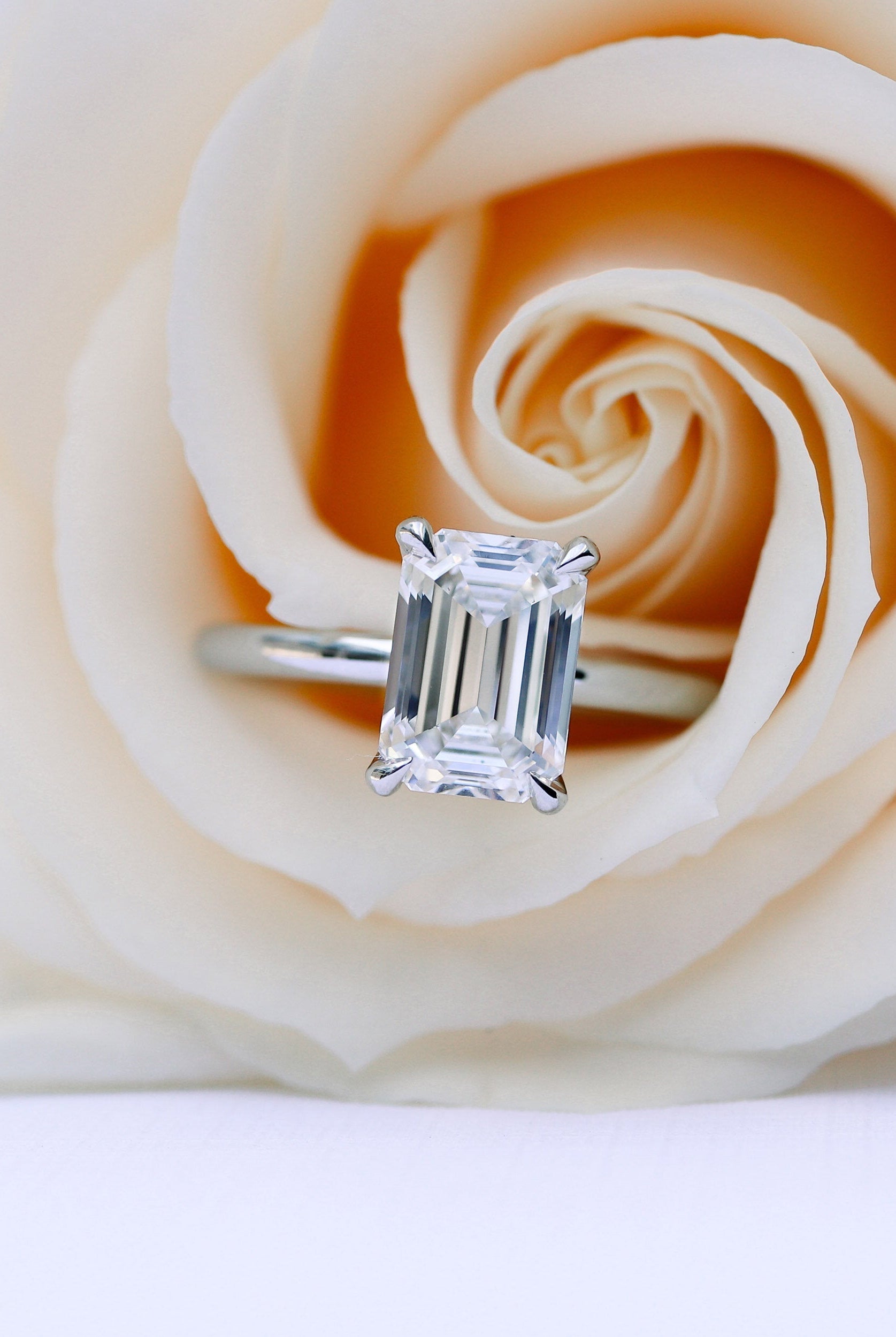 2.75ct Emerald Cut Moissanite Diamond Solitaire Engagement Ring For Her