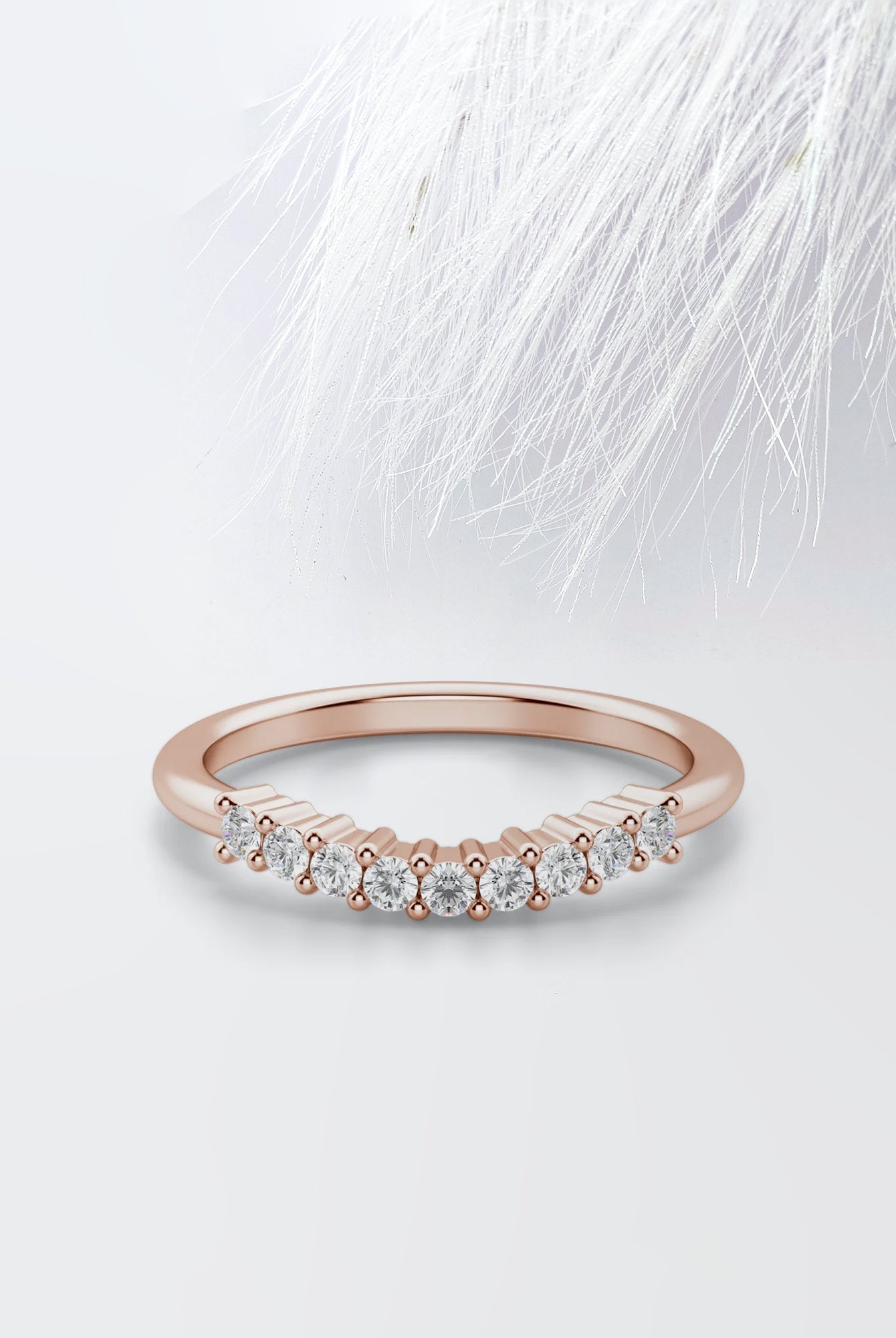 Round Cut Moissanite Diamond Wedding Band in White Gold