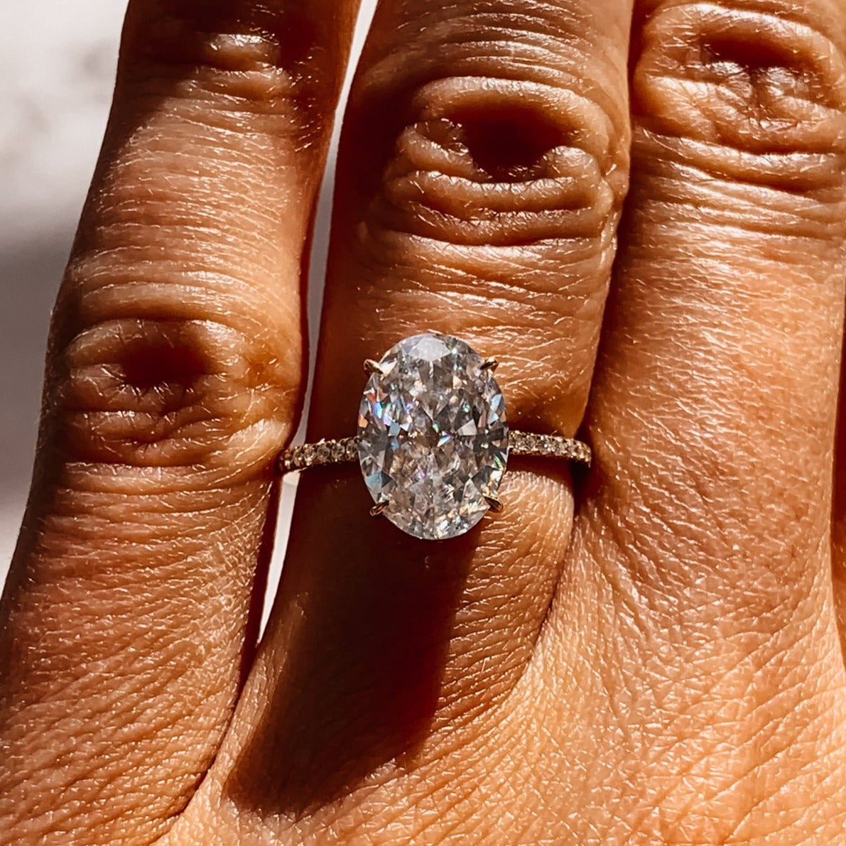 2.80CT Oval Pave Moissanite Diamond Hidden Halo Open Engagement Ring