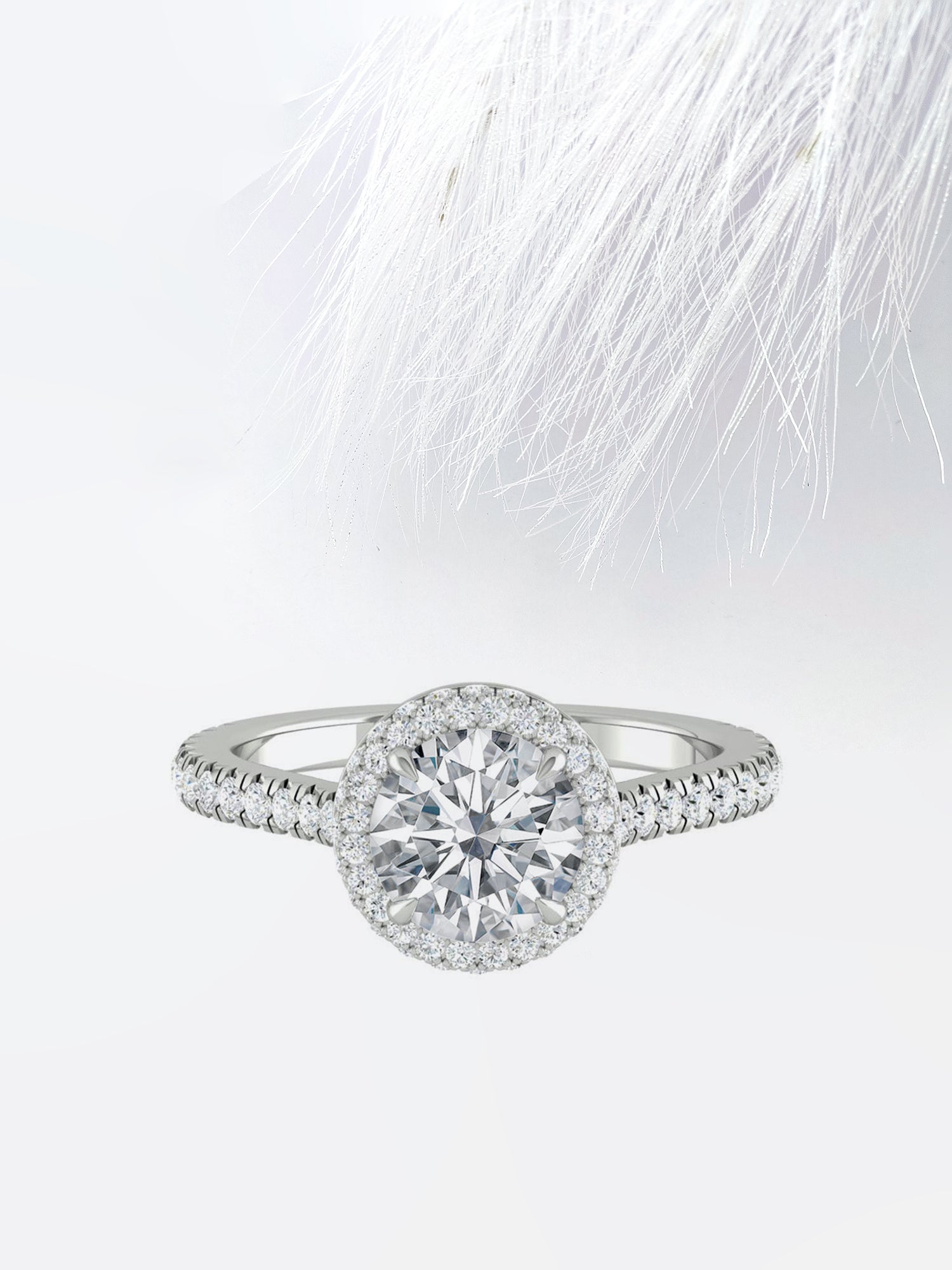 Round Cut Diamond Halo Moissanite Engagement Ring For Women