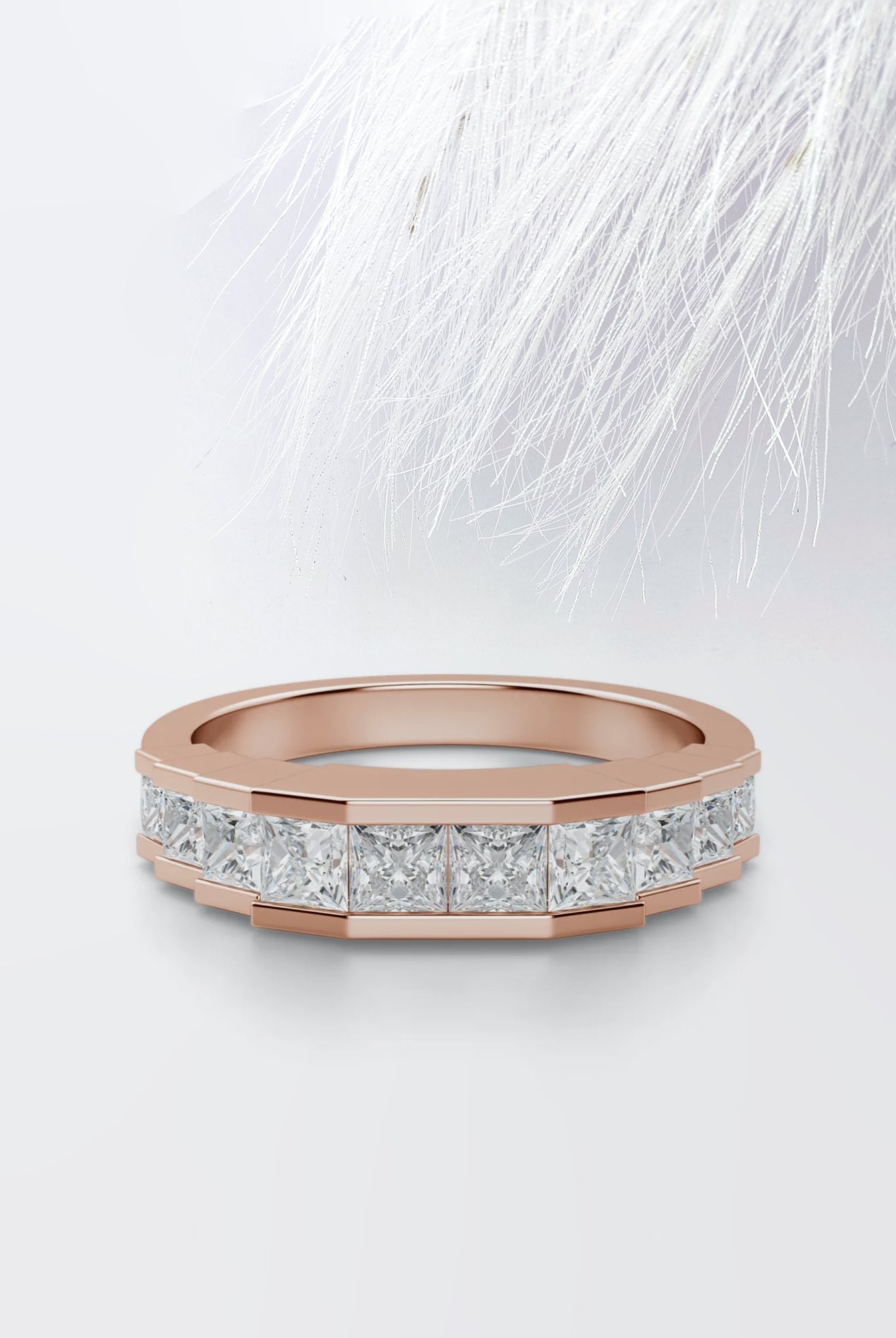 Princess Cut Moissanite Channel Set Diamond Wedding Band