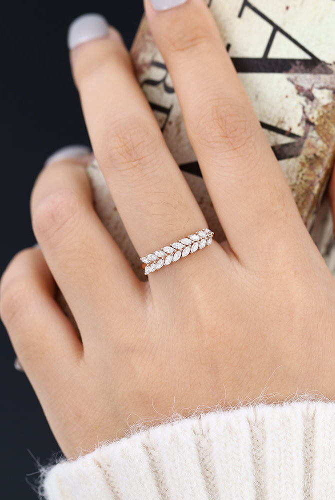 marquise-shaped-moissanite-half-eternity-wedding-band