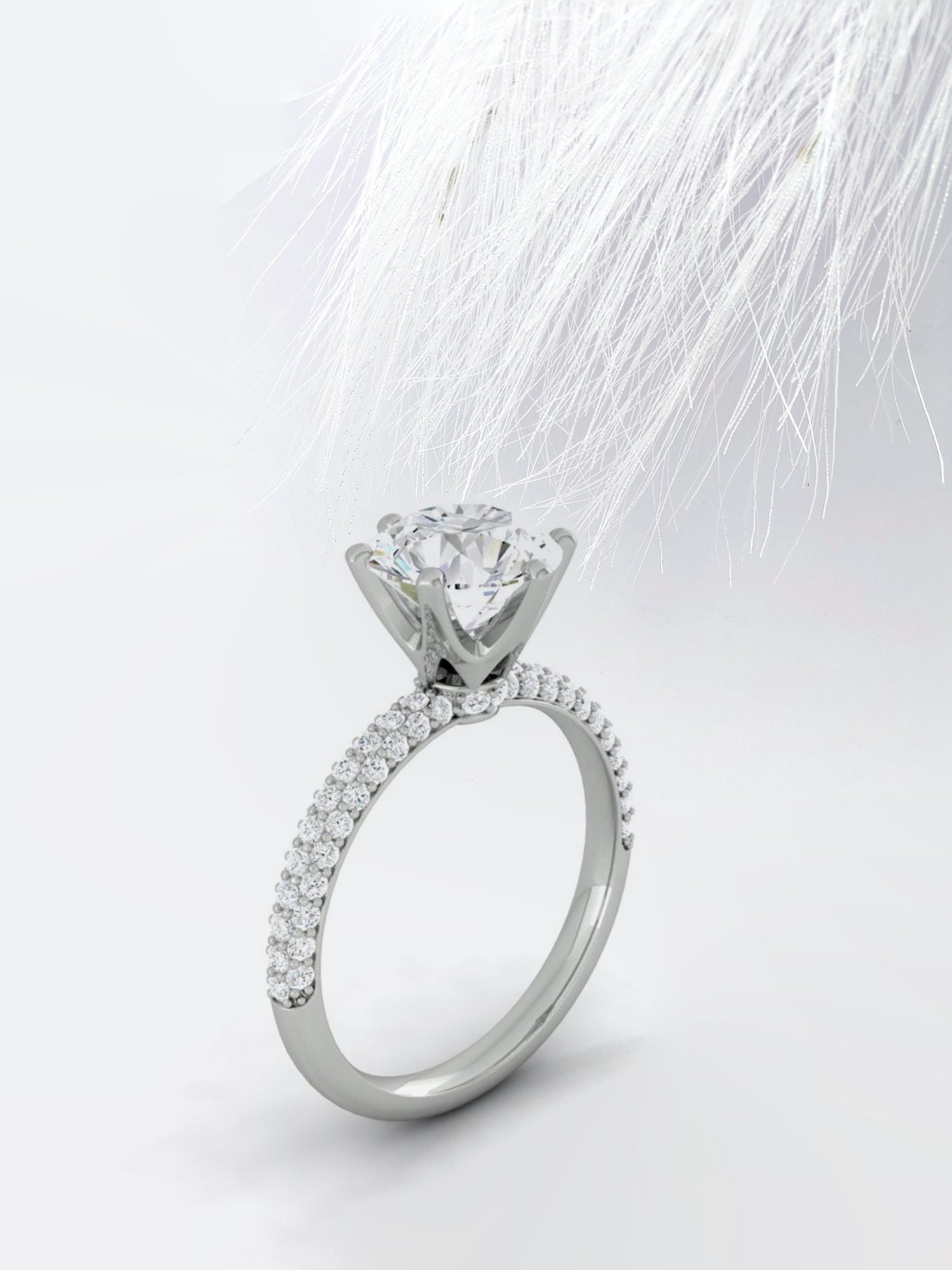 Round Cut Moissanite Pave Diamond Engagement Ring For Women