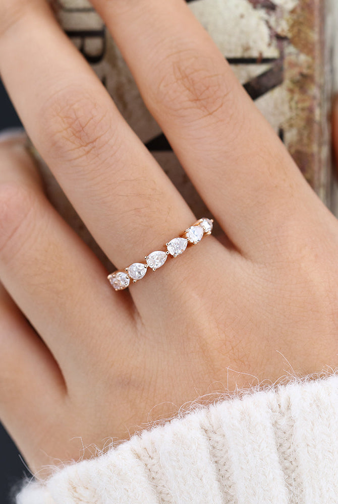 pear-shaped-moissanite-half-eternity-wedding-band