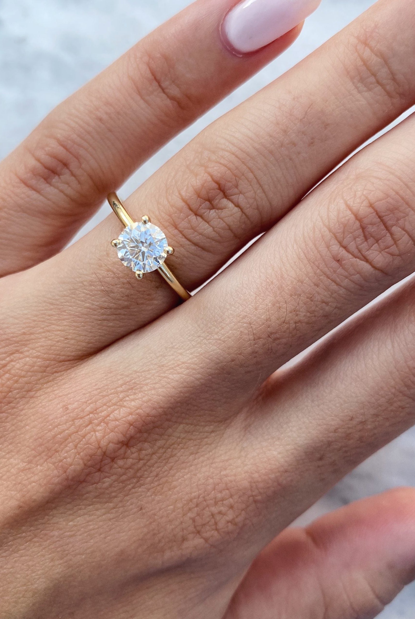 1.0CT Round Hidden Halo Moissanite Diamond Solitaire Engagement Ring For Women
