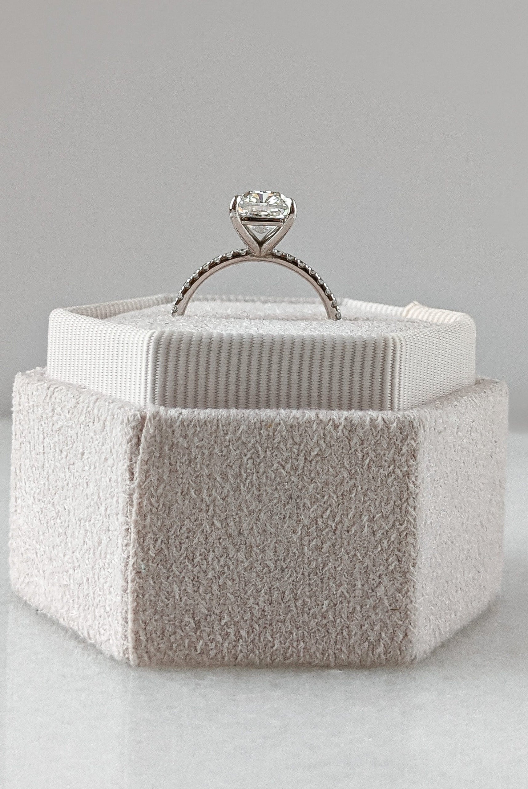 2.38CT Elongated Cushion Pave Moissanite Diamond Engagement Ring