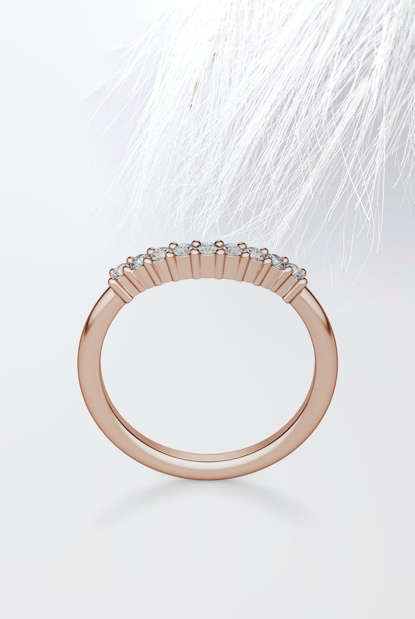 Round Cut Moissanite Diamond Wedding Band in White Gold