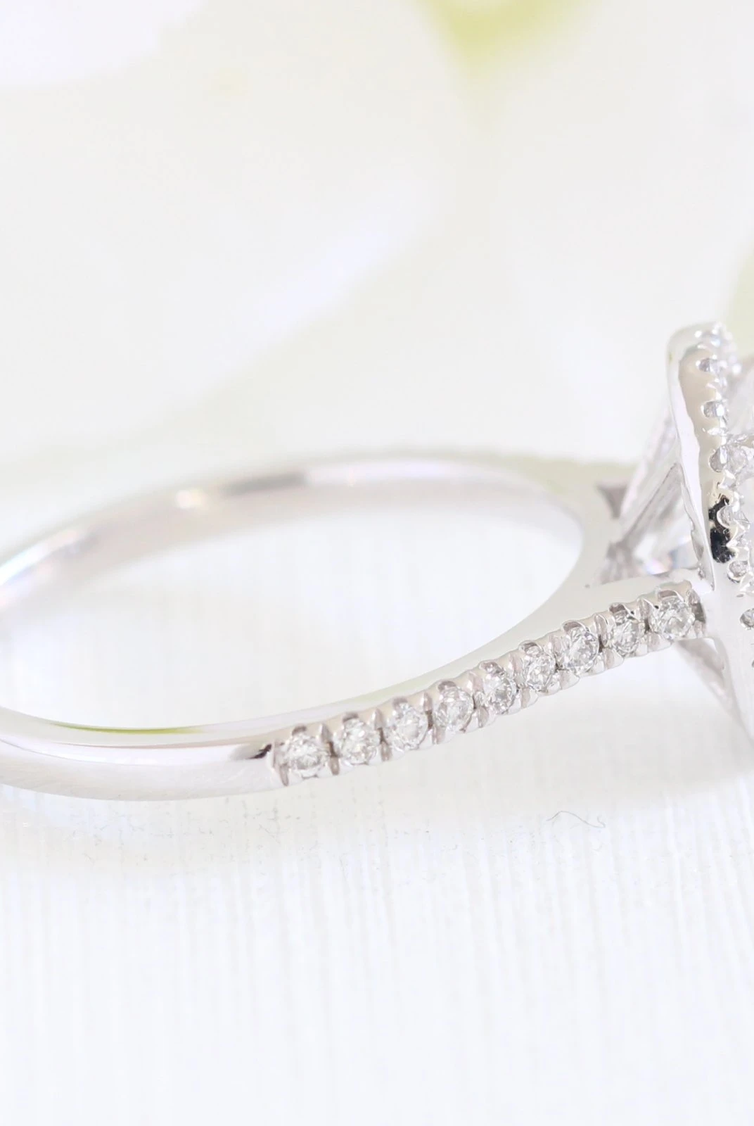 2.0CT Oval pave Moissanite Diamond Cathedral Set Halo Engagement Ring