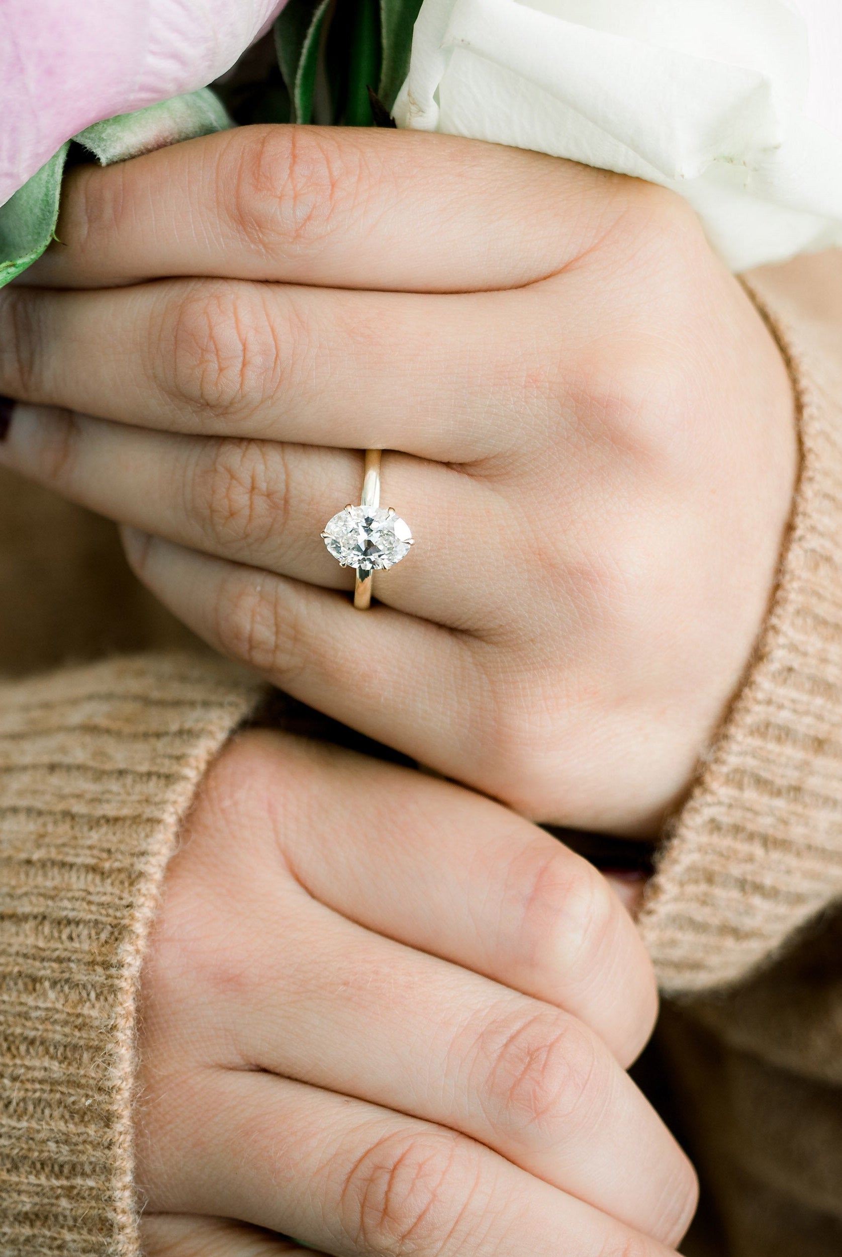 1.50ct Oval Six Prong Moissanite Diamond Solitaire Engagement Ring