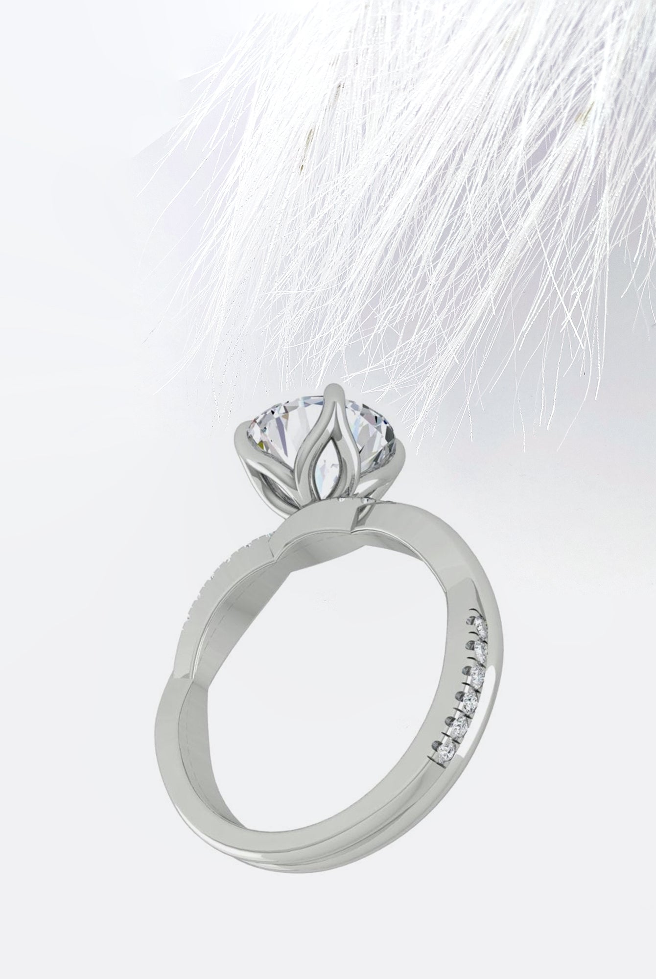 Round Cut Diamond Infinity Moissanite Engagement Ring For Her
