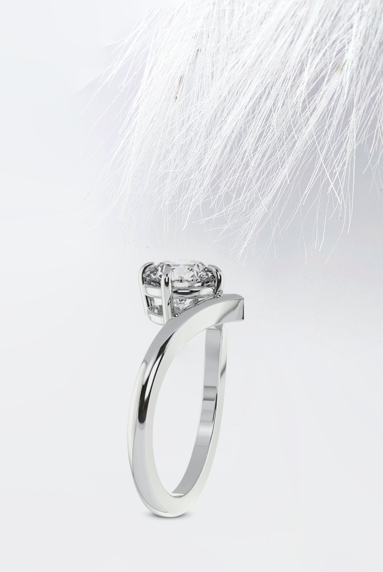 Round Cut Moissanite Chevron Diamond Engagement Ring For Women