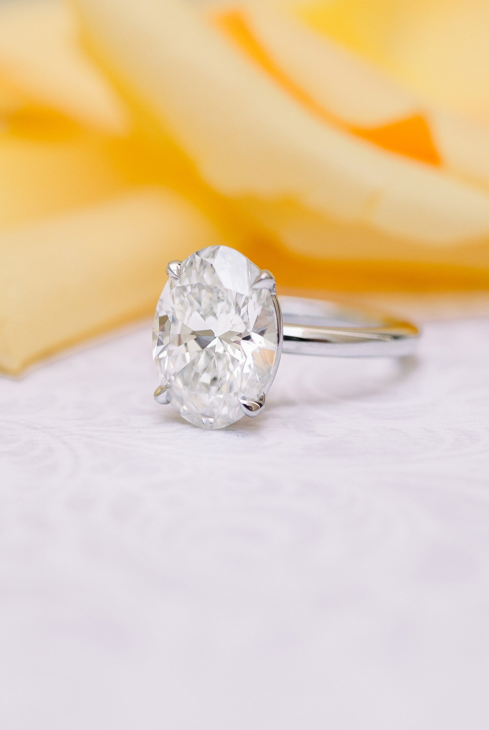 2.0ct Oval Four Prong Moissanite Diamond Solitaire Engagement Ring For Women