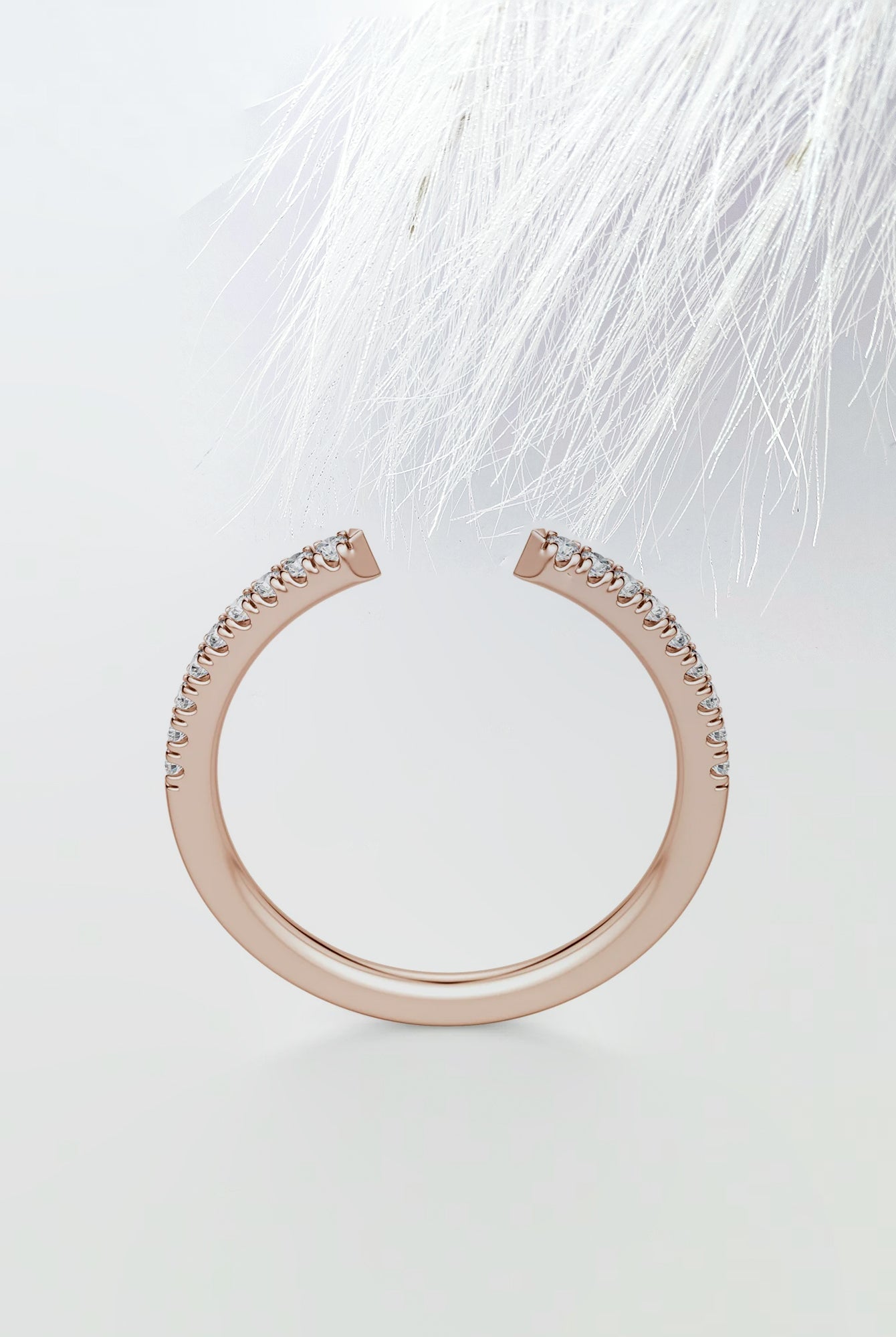 Round Cut Moissanite Open Diamond Wedding Band in Solid Gold