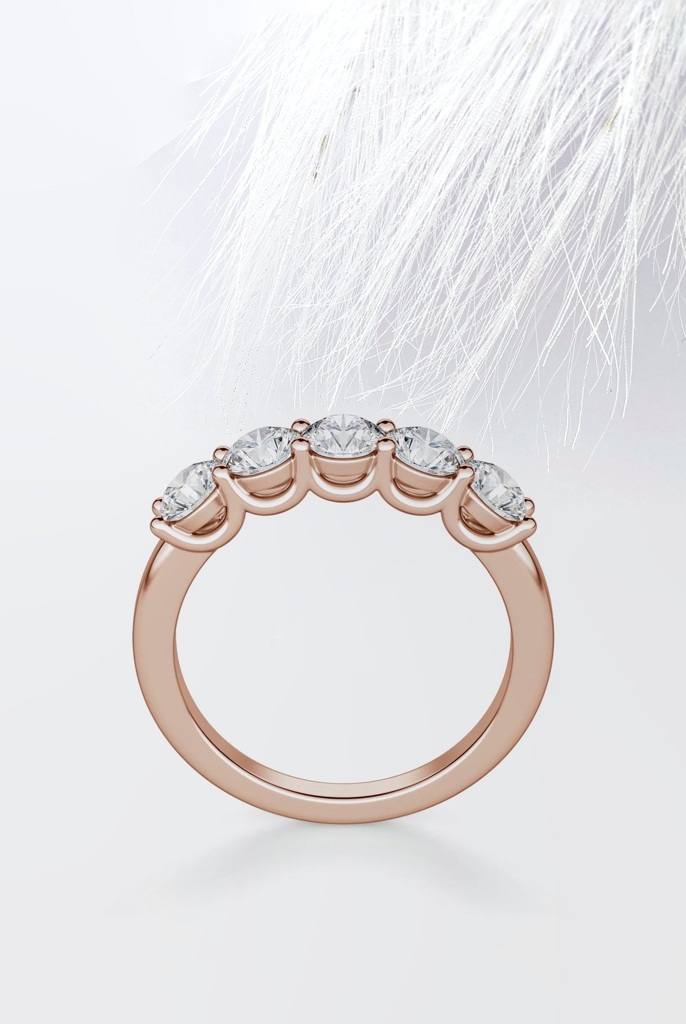 Round Cut Moissanite Five Stone Diamond Wedding Band for Her
