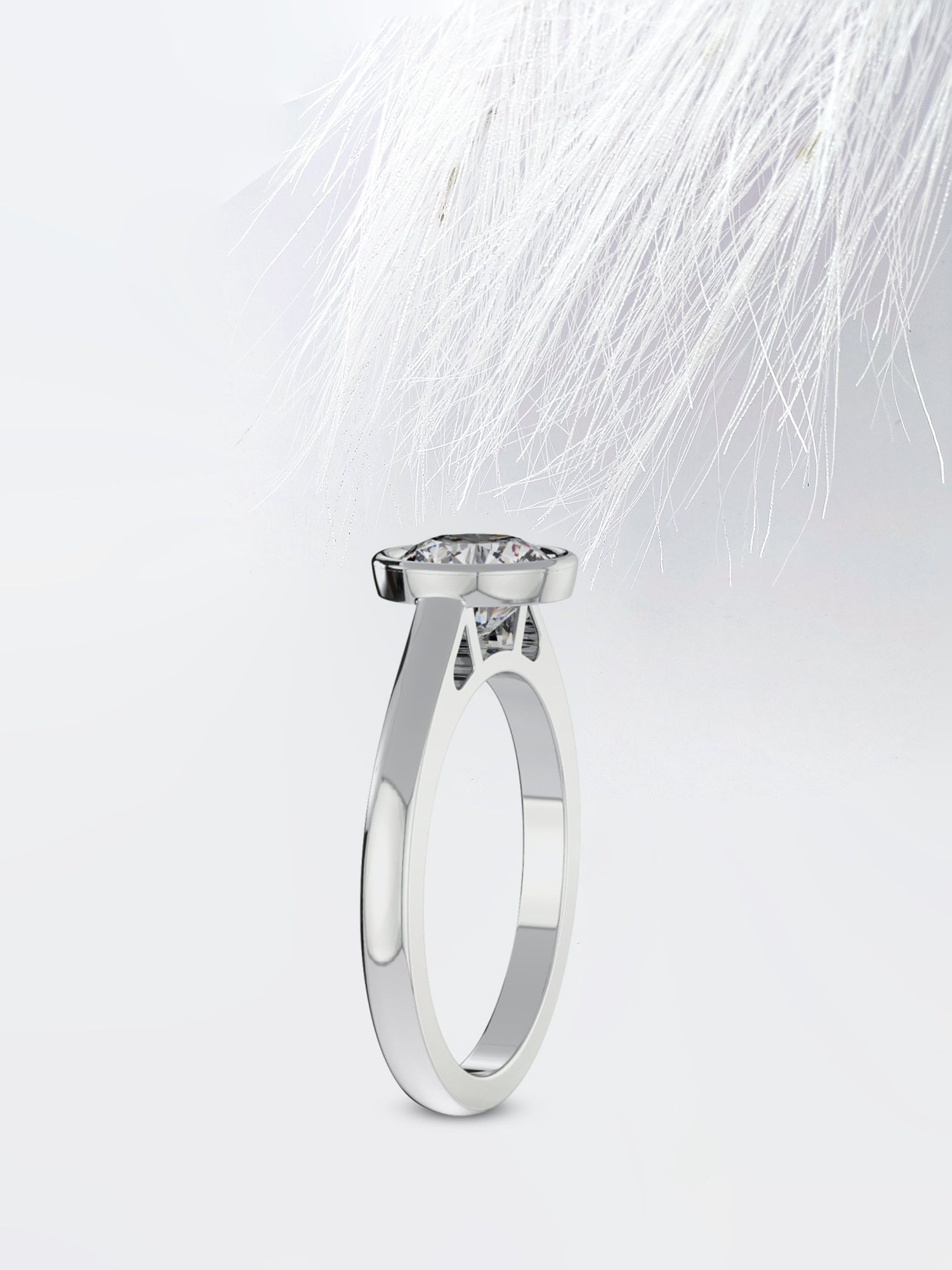 Bezel Set Round Cut Moissanite Diamond Engagement Ring For Her