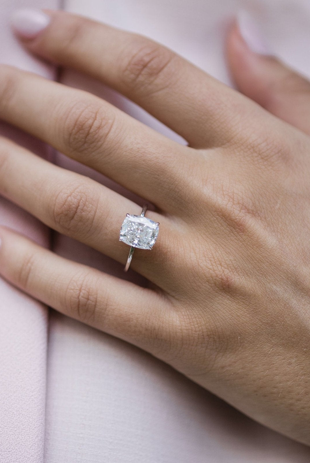 3.62CT Cushion Cut Moissanite Solitaire Engagement Ring