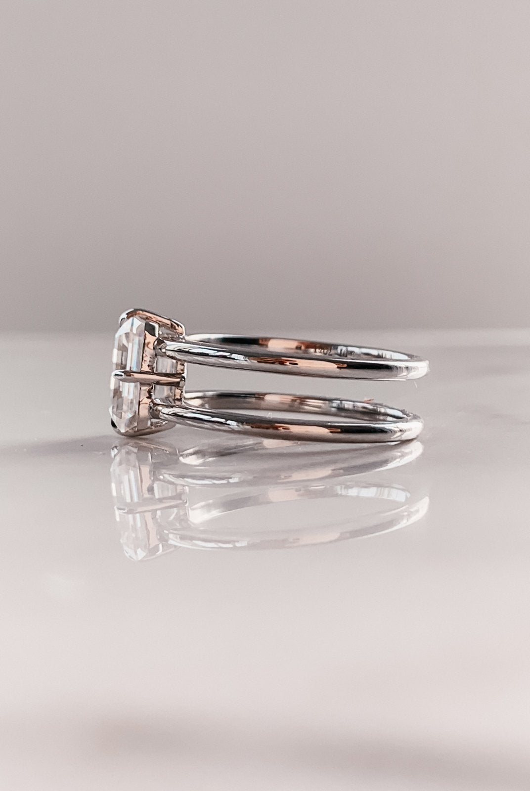 2.50 CT Emerald Cut Four Prong Moissanite Diamond Unique Solitaire Engagement Ring