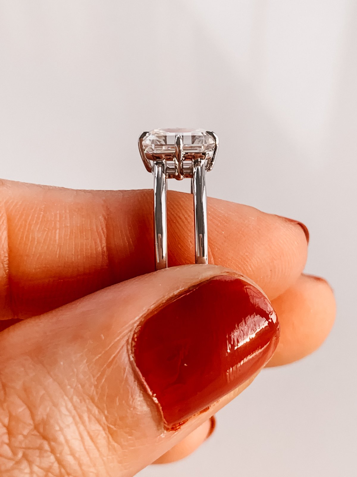 2.50 CT Emerald Cut Four Prong Moissanite Diamond Unique Solitaire Engagement Ring