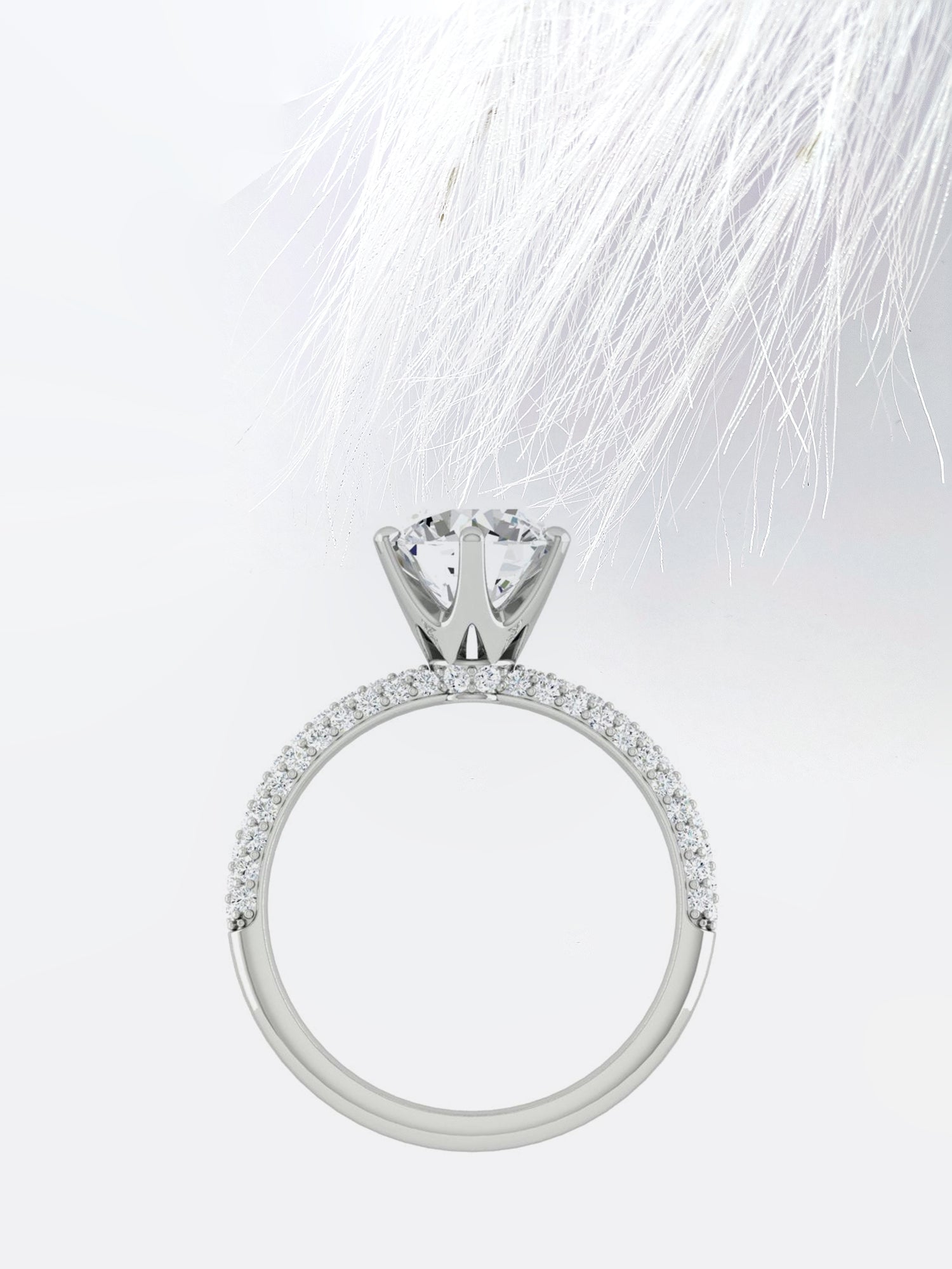 Round Cut Moissanite Pave Diamond Engagement Ring For Women