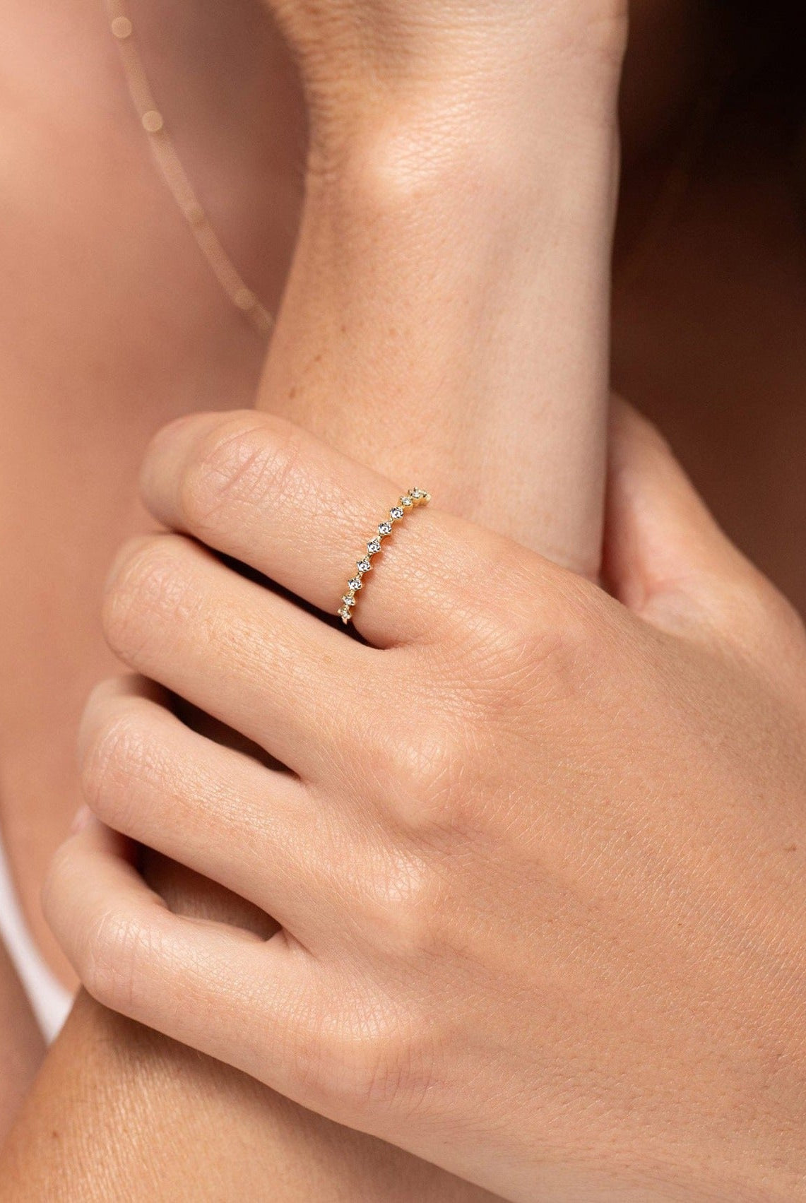 1.0mm Round Cut Moissanite Petite Diamond Wedding Band