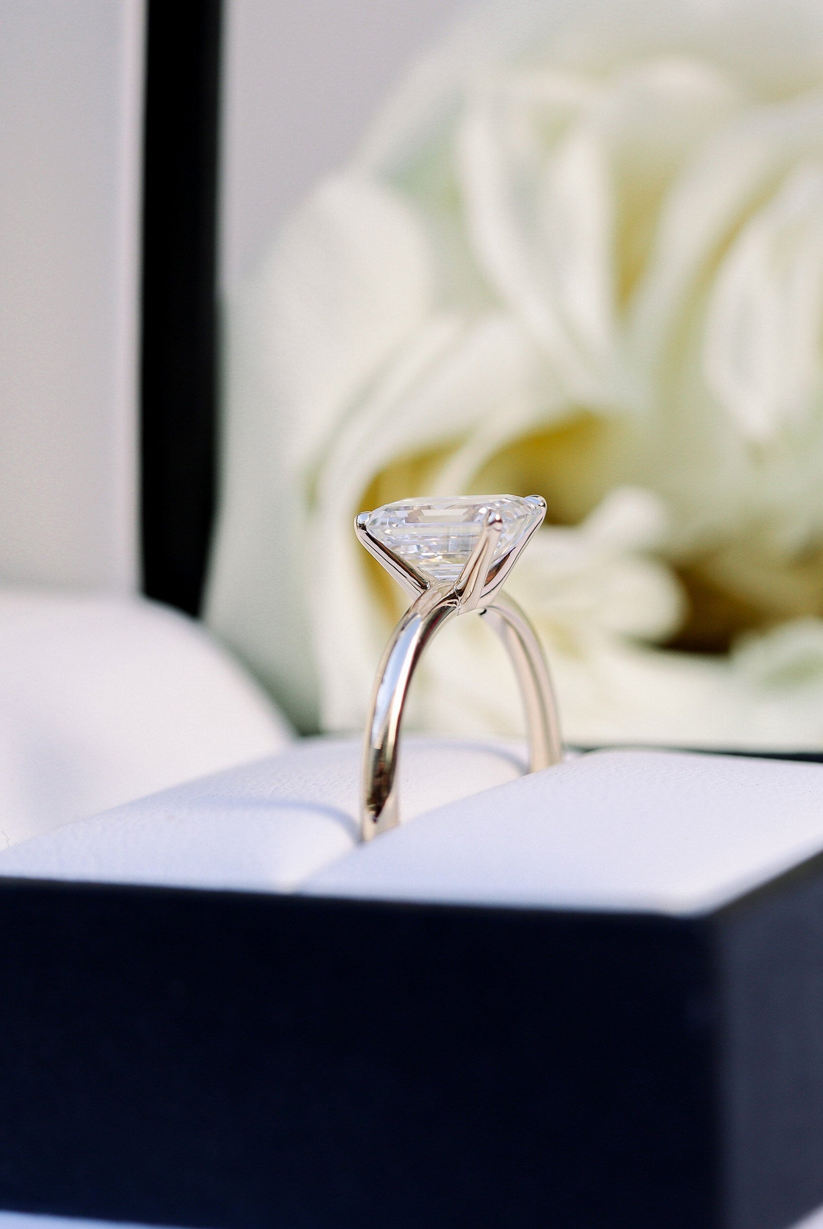 2.75ct Emerald Cut Moissanite Diamond Solitaire Engagement Ring For Her