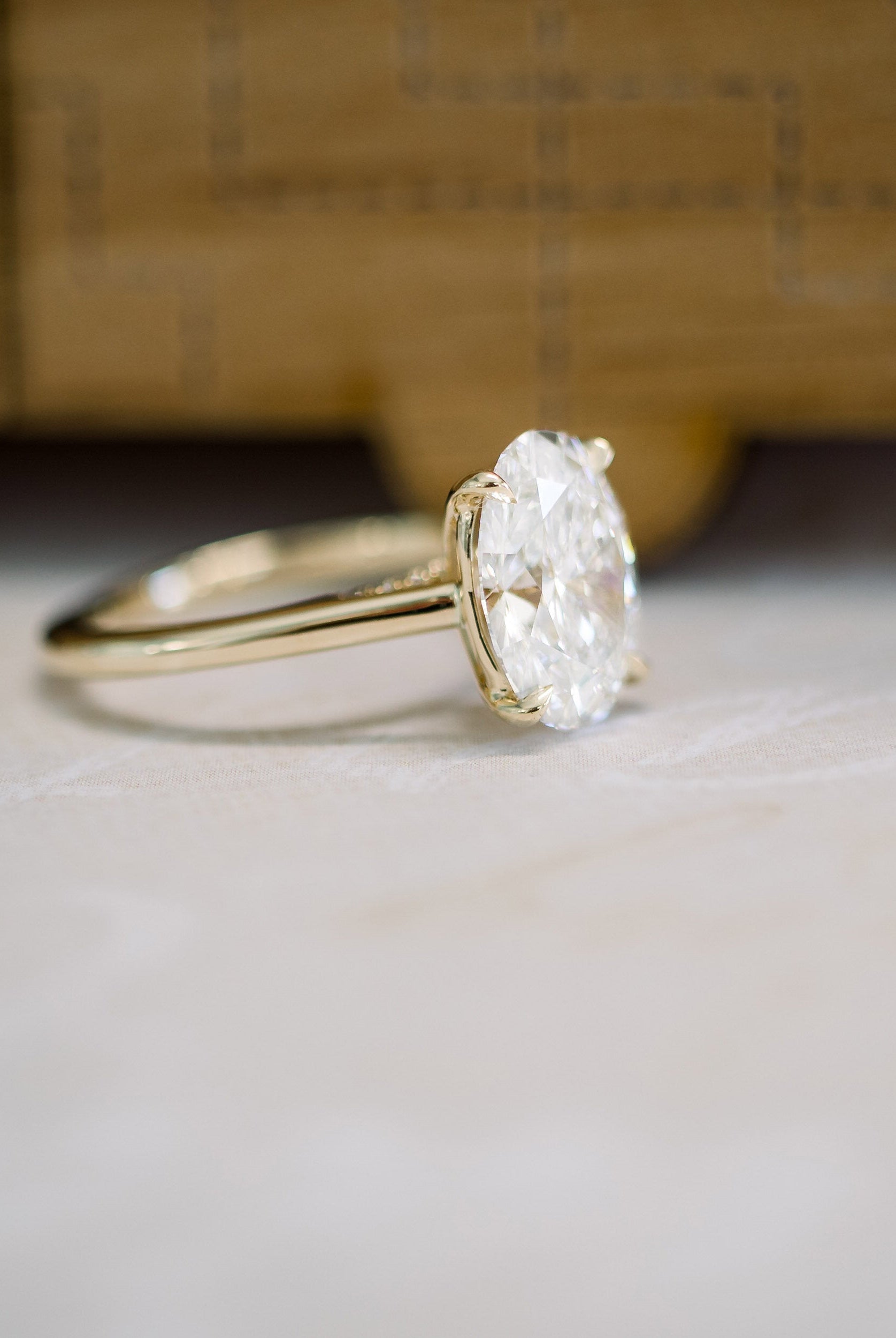 1.75ct Oval Cathedral Set Moissanite Diamond Solitaire Engagement Ring