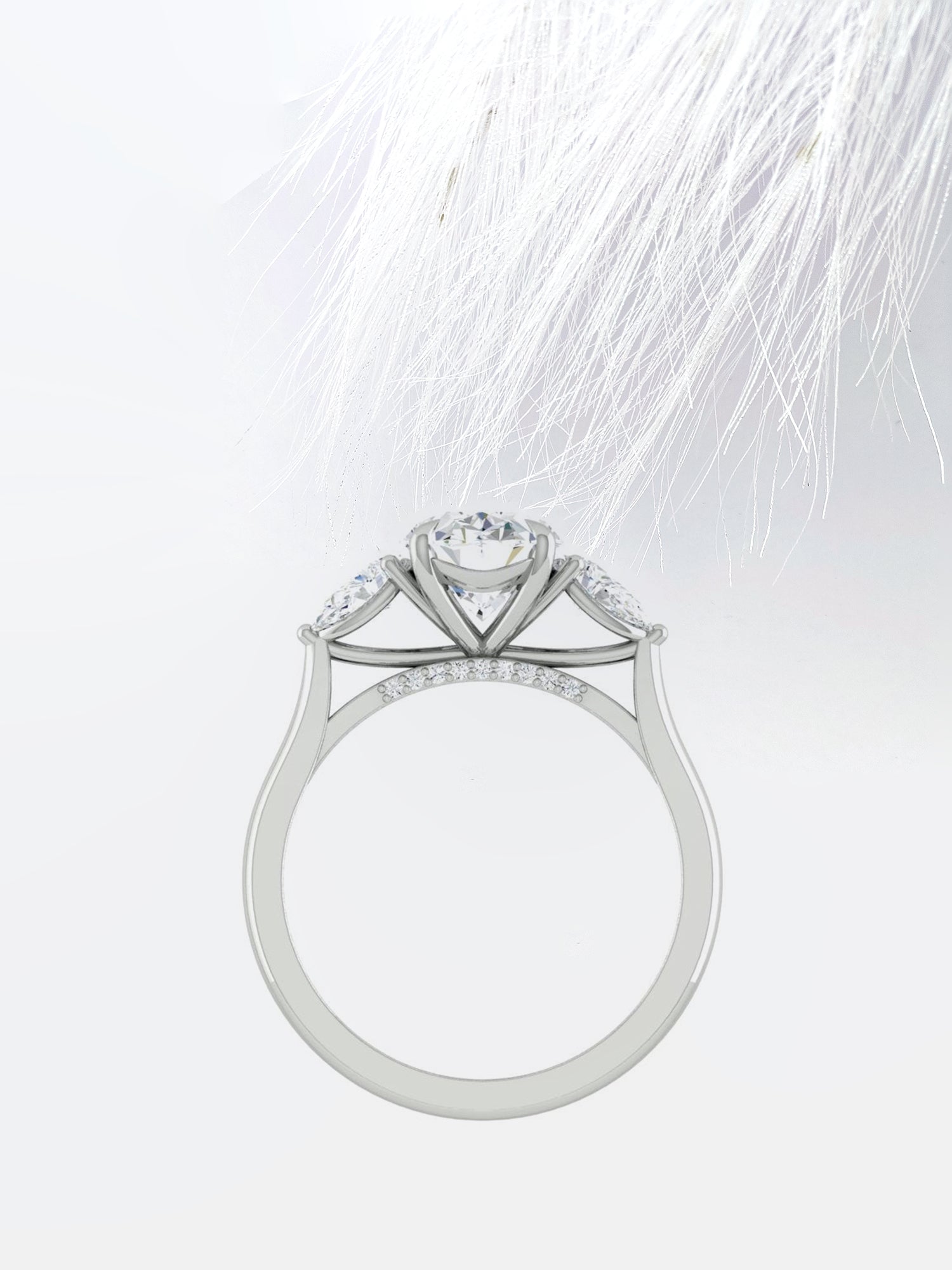 Three Stone Diamond Oval Cut Moissanite Engagement Ring For Her