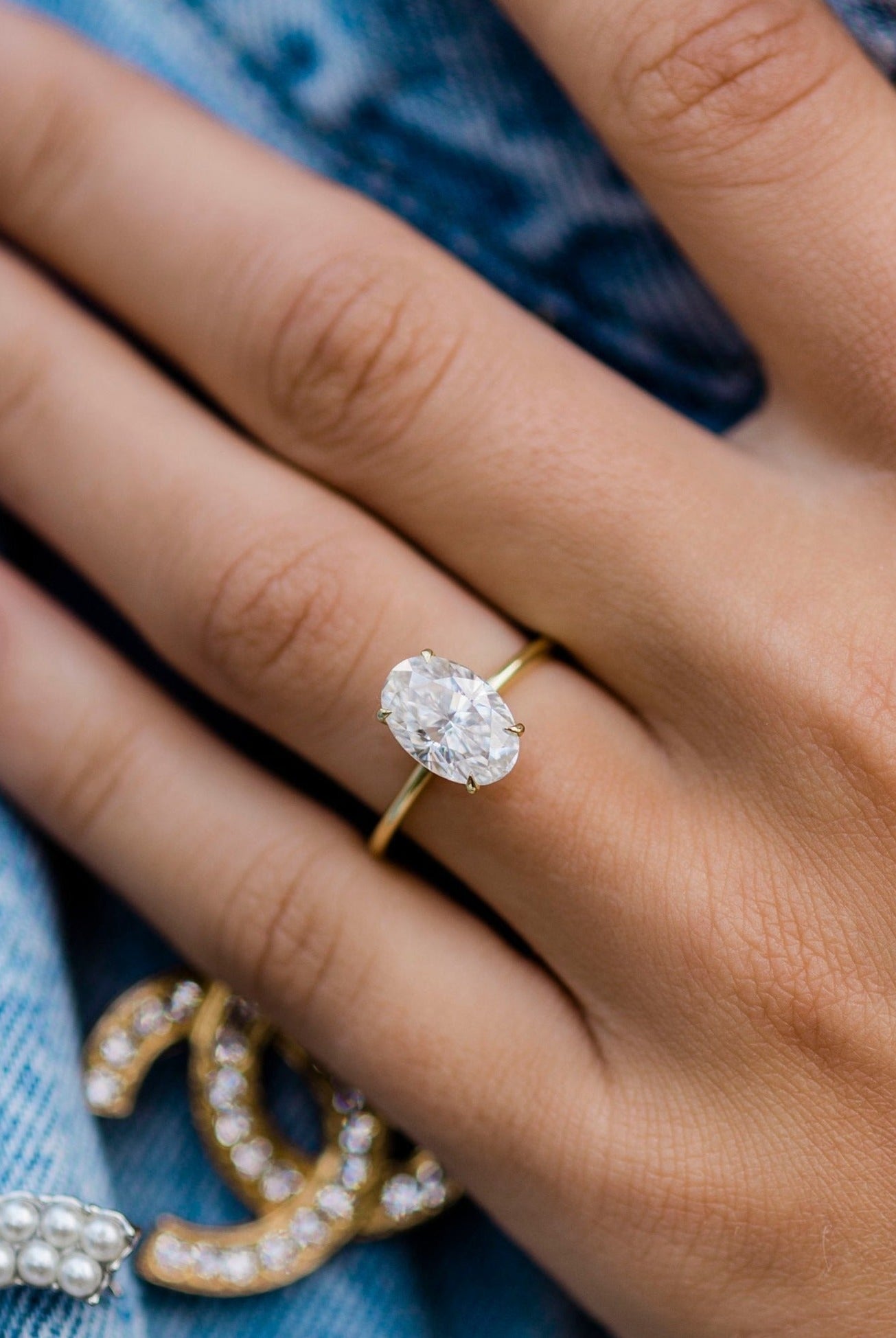 2.70CT Oval Hidden Halo Moissanite Diamond Solitaire Engagement Ring For Women