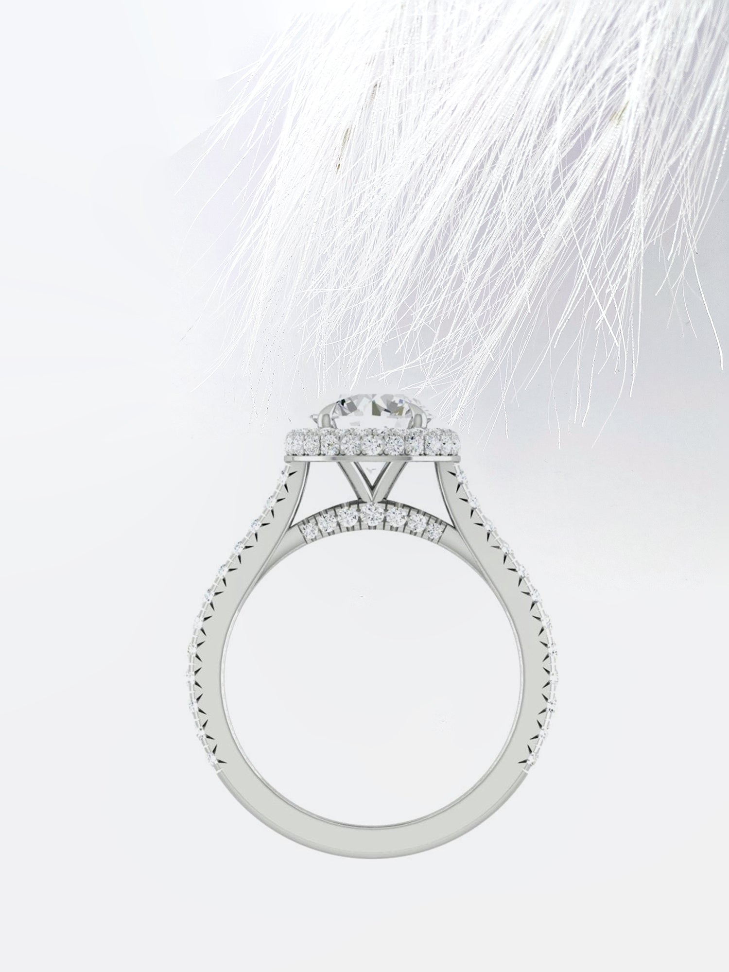 Round Cut Diamond Halo Moissanite Engagement Ring For Women