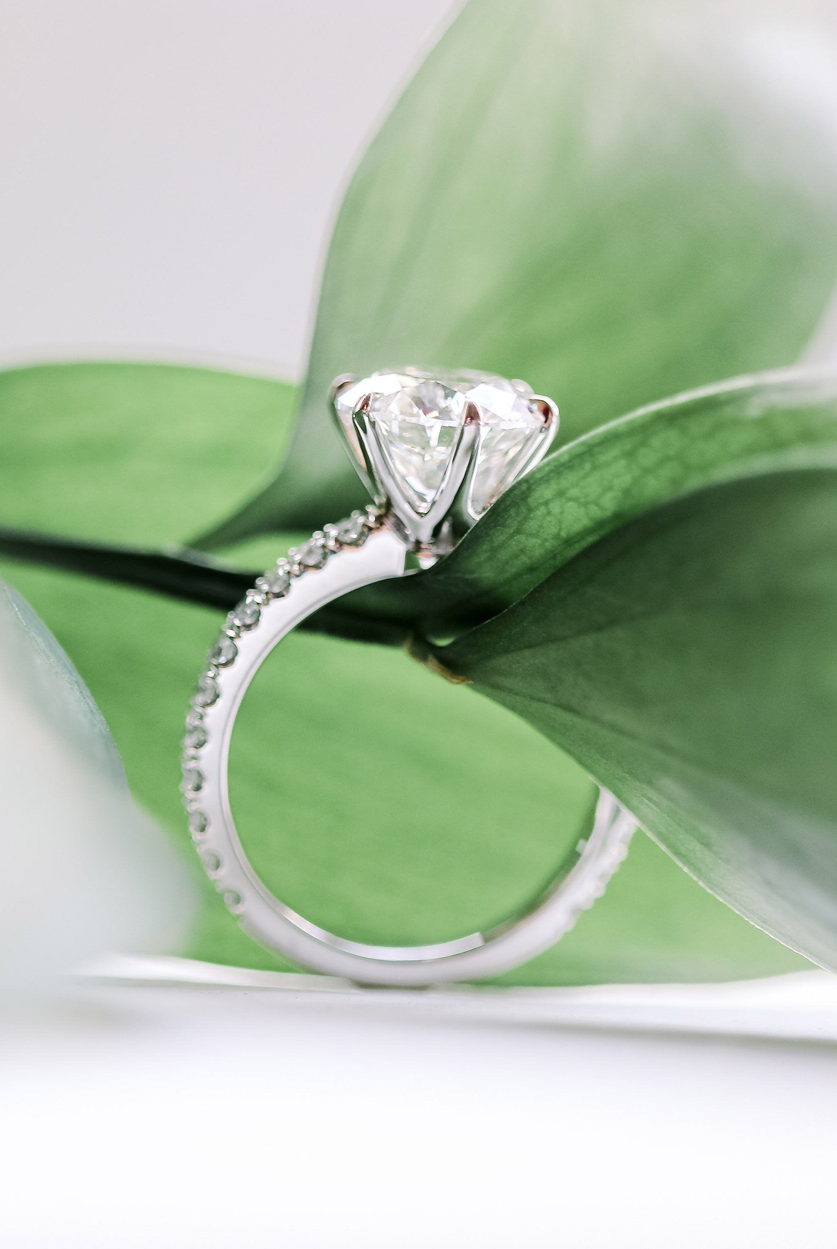 2.0CT Round Brilliant Cut Moissanite Pave Diamond Engagement Ring