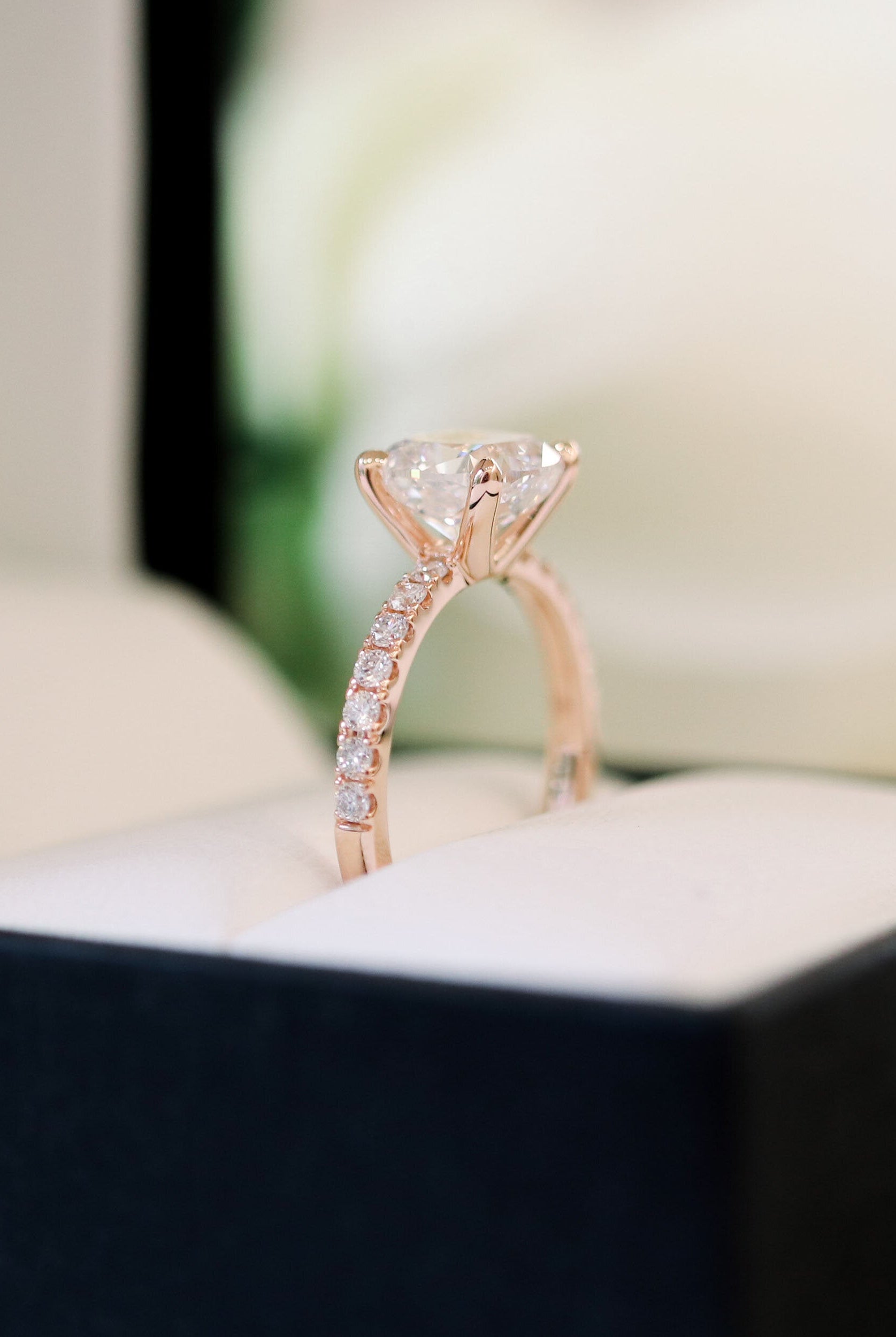 1.75CT Cushion Pave Moissanite Diamond Four Prong Engagement Ring