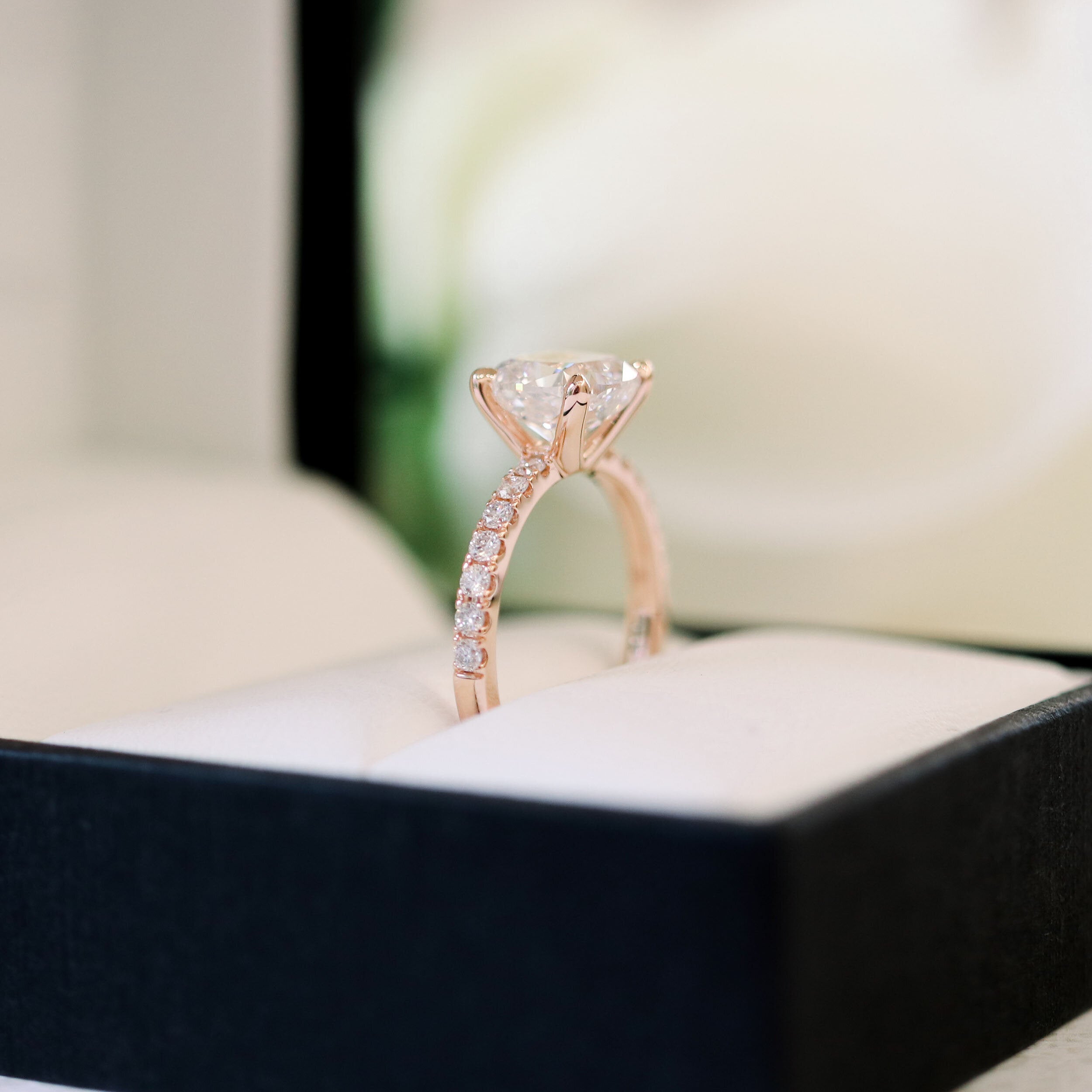 1.75CT Cushion Pave Moissanite Diamond Four Prong Engagement Ring