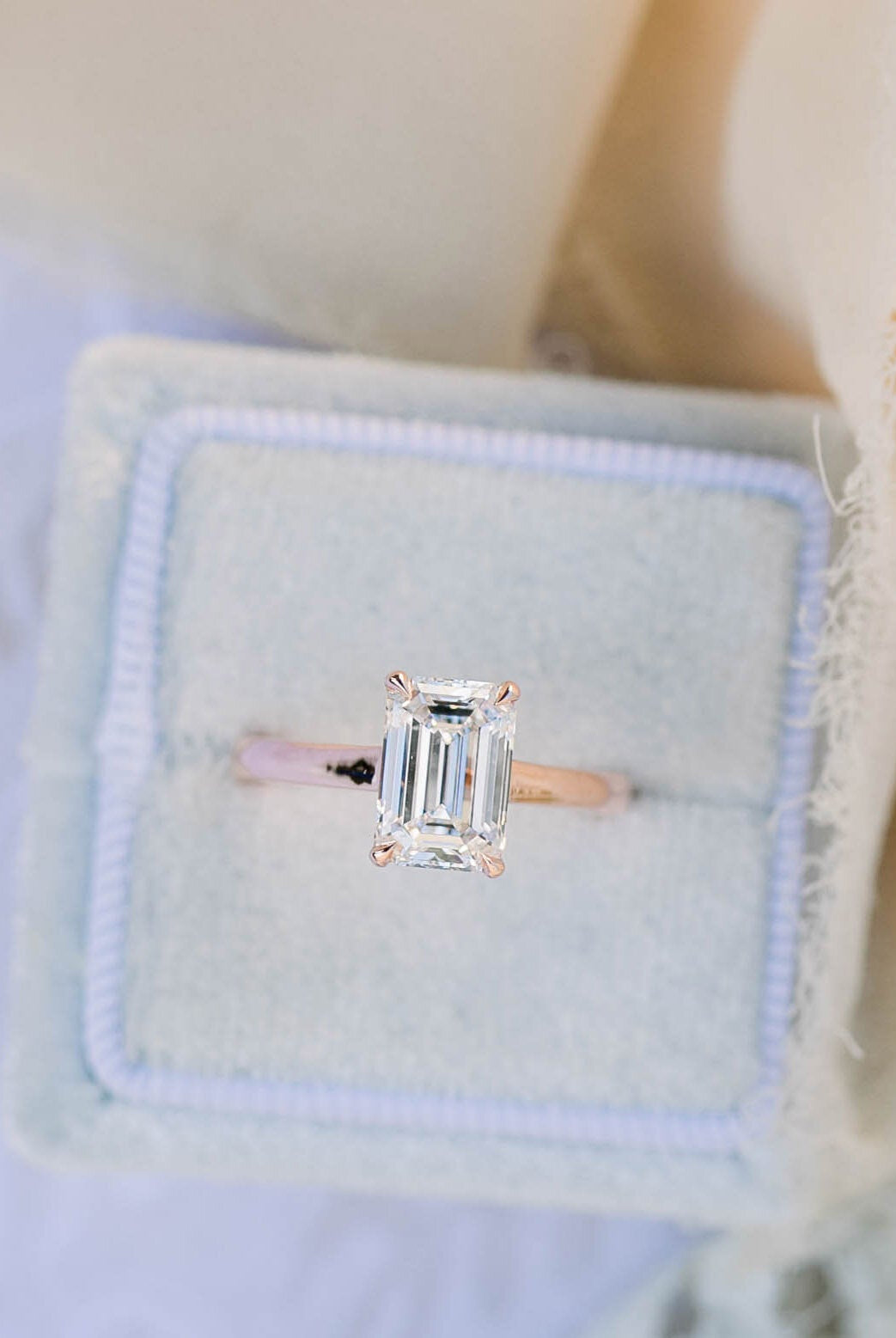 1.75ct Cathedral Set Emerald Cut Moissanite Diamond Solitaire Engagement Ring