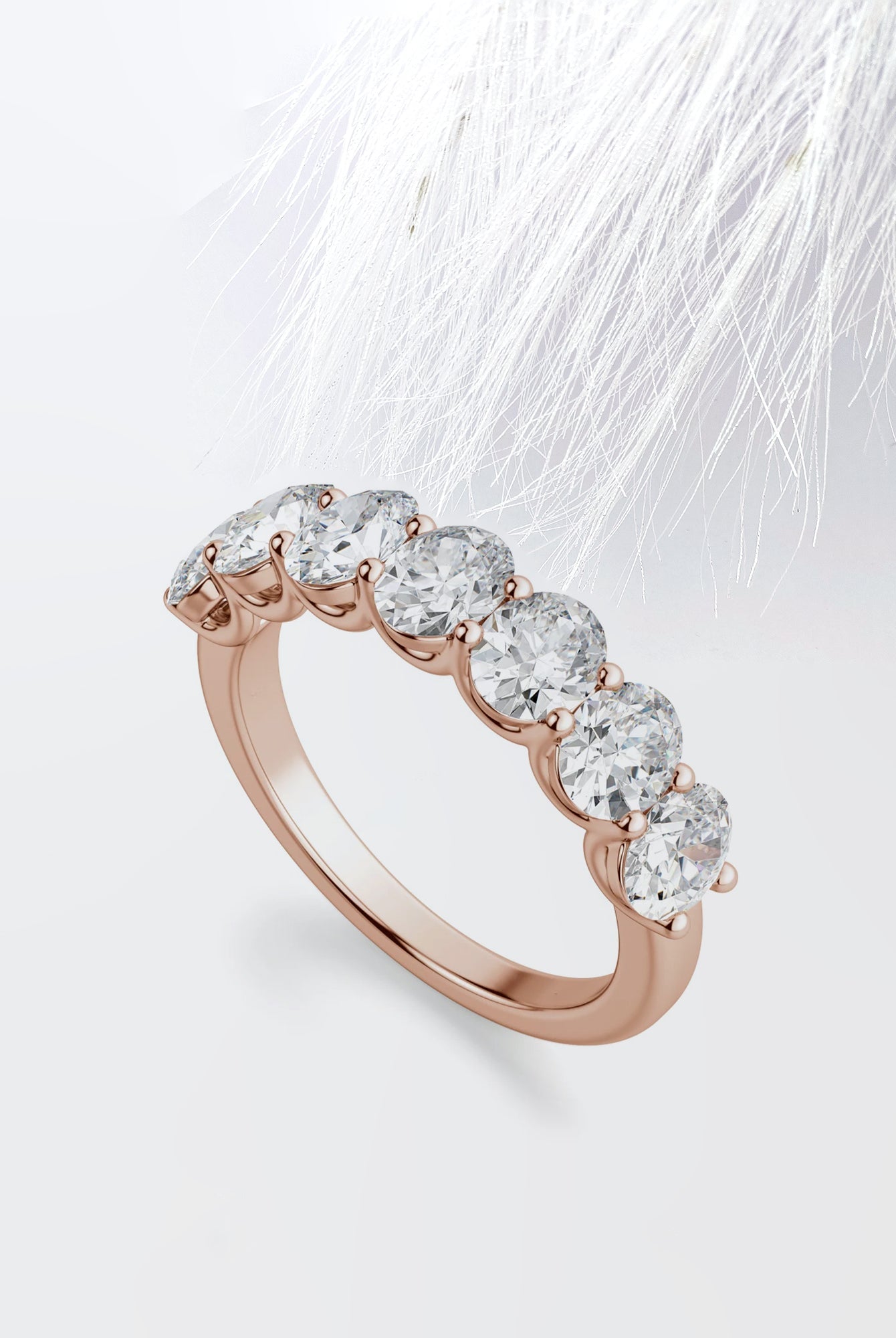 Oval Cut Moissanite Seven Stone Diamond Wedding Band
